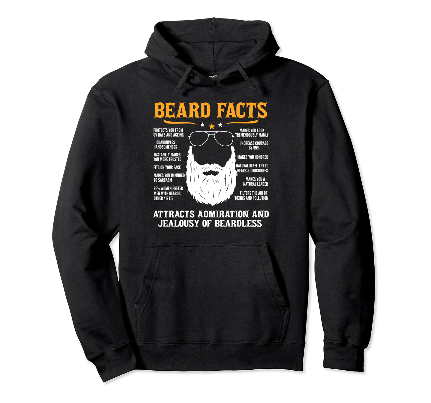 Beard Facts Funny Beard Lovers Hoodie - Custom Art Print for Adults - T-Shirt, Sweatshirt, Hoodie
