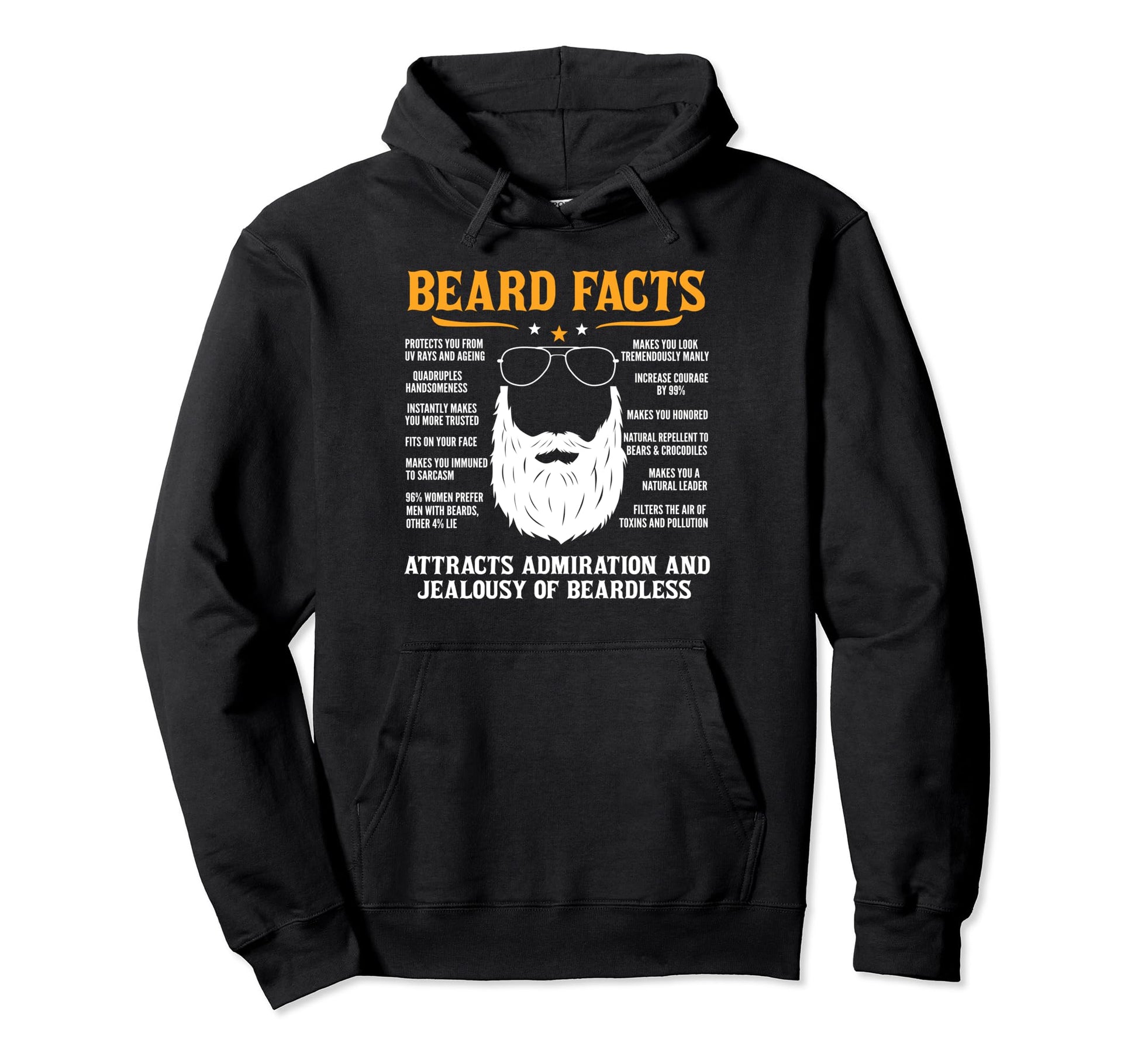 Beard Facts Funny Beard Lovers Hoodie - Custom Art Print for Adults - T-Shirt, Sweatshirt, Hoodie