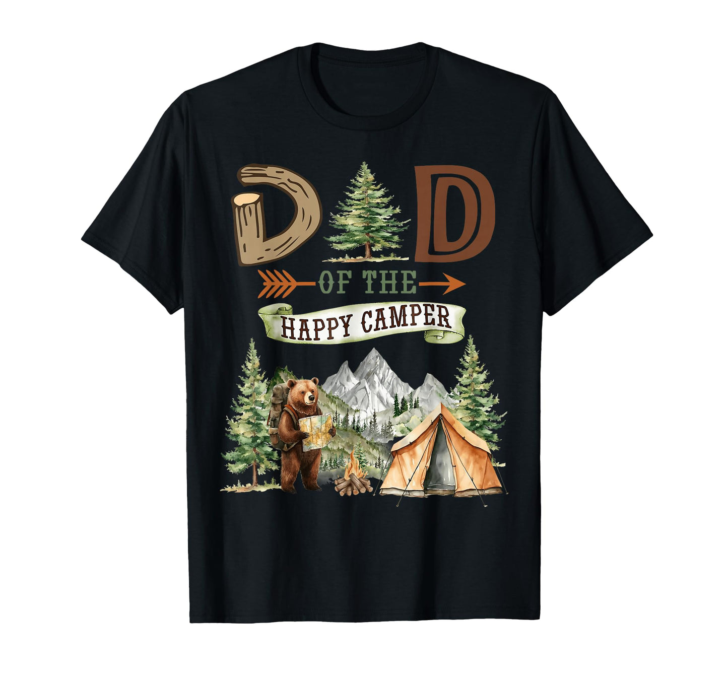 Dad Happy Camper First Birthday Camping T-Shirt - Unique Graphic Unisex - T-Shirt, Sweatshirt, Hoodie