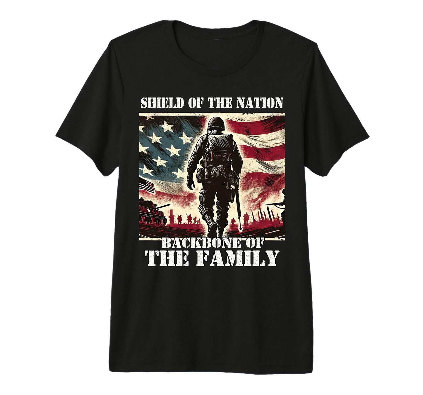 Shield Nation Backbone Family Military T-Shirt - Graphic Print for Adults - T-Shirt, Sweatshirt, Hoodie