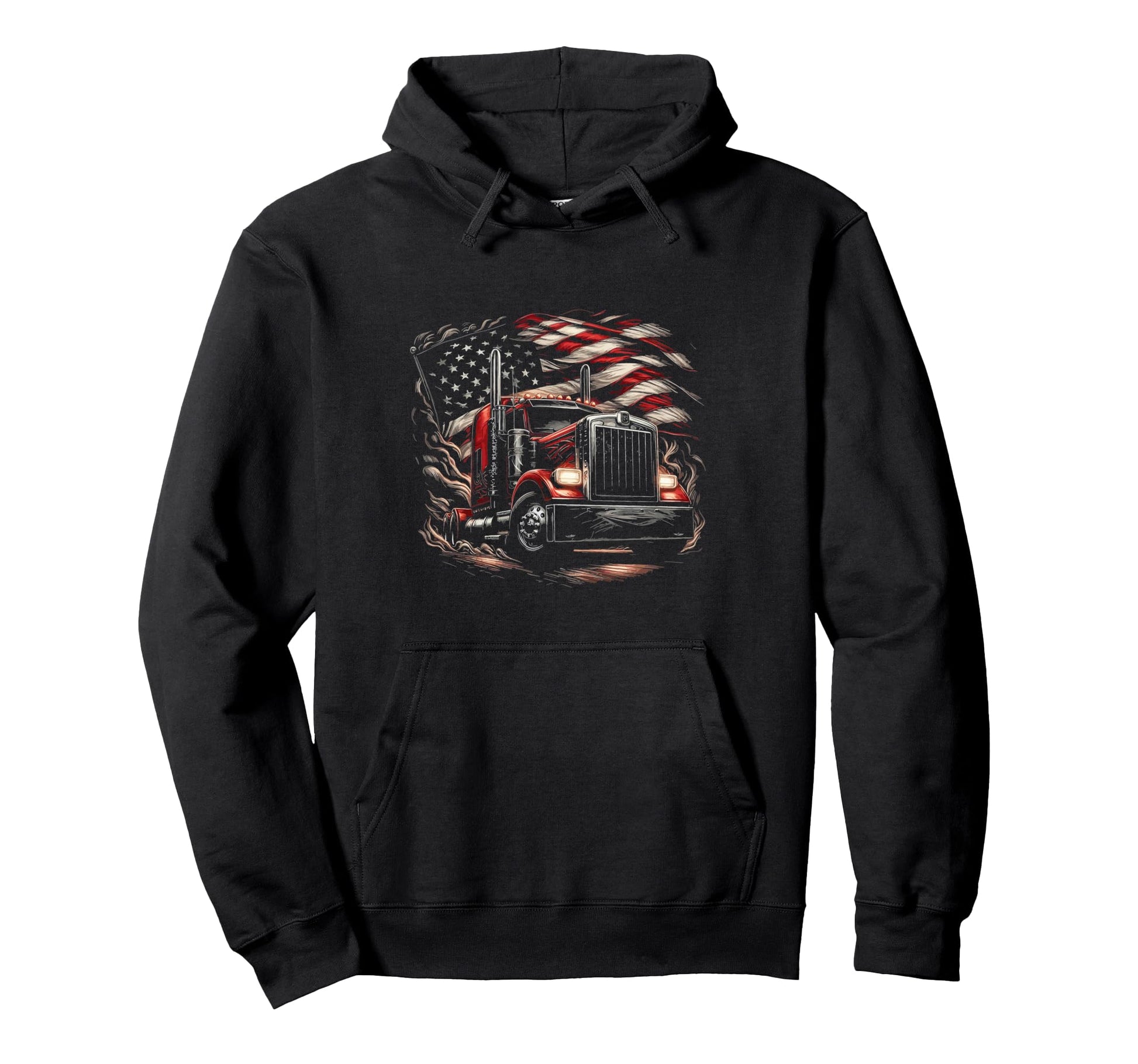 4Th July Us Flag American Truck Driver Hoodie - Novelty Apparel Men Women - T-Shirt, Sweatshirt, Hoodie