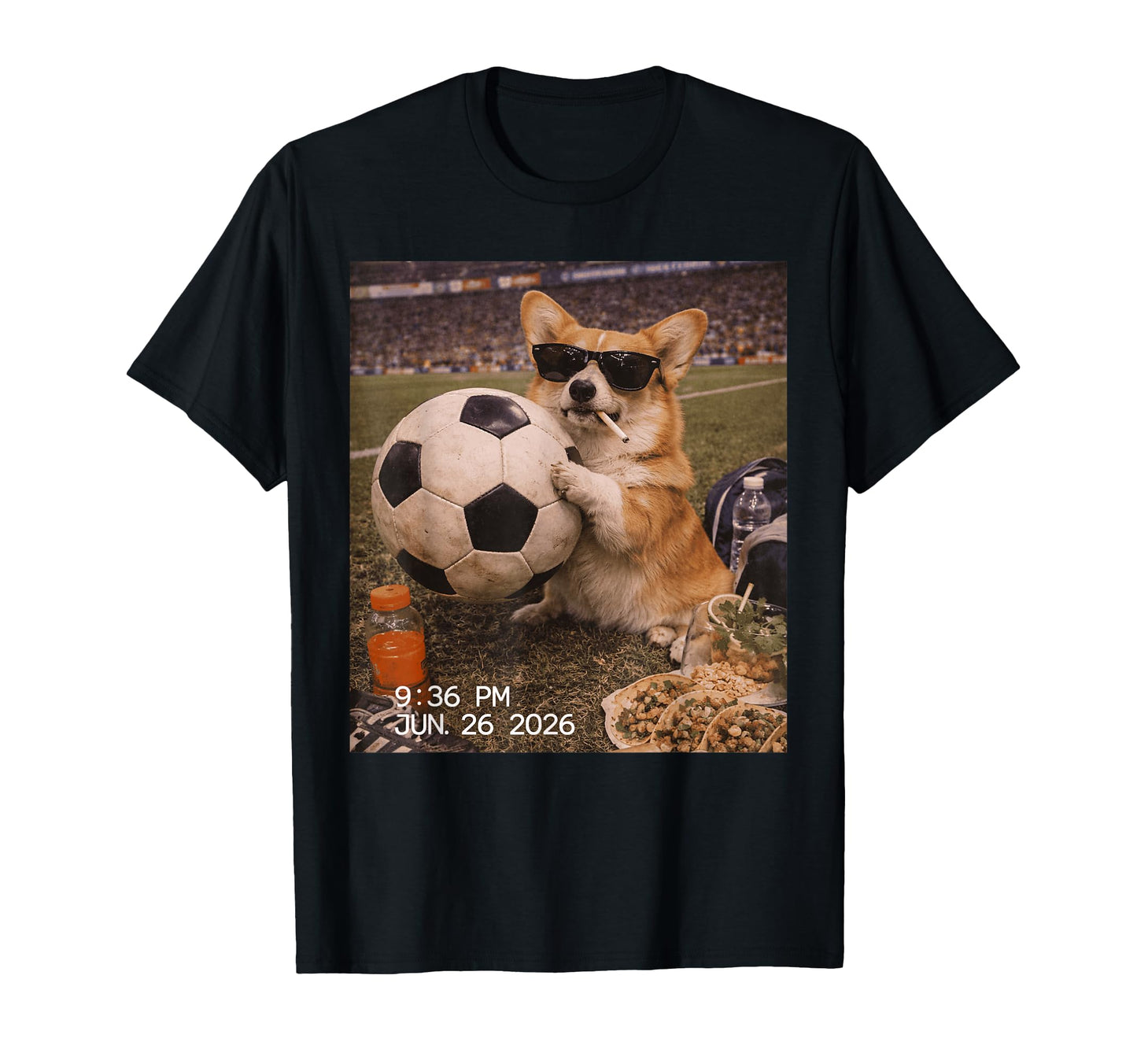 Funny Corgi Dog Soccer Fan Sunglasses T-Shirt - Trendy Graphic Men Women - T-Shirt, Sweatshirt, Hoodie