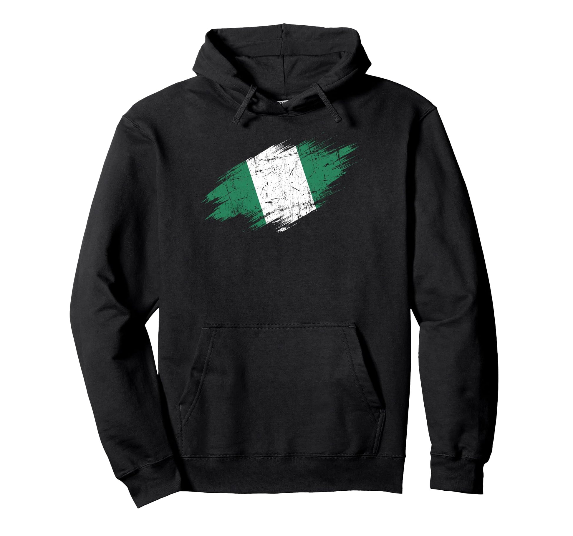 Nigeria Soccer Fan Tattered Flag Hoodie - Streetwear Style for Adults - T-Shirt, Sweatshirt, Hoodie