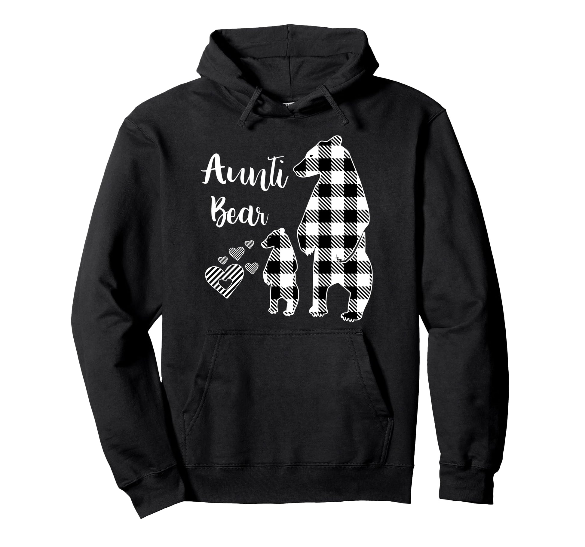 Aunti Bear Grey Buffalo Plaid Pajama Hoodie - Casual Everyday Wear Unisex - T-Shirt, Sweatshirt, Hoodie
