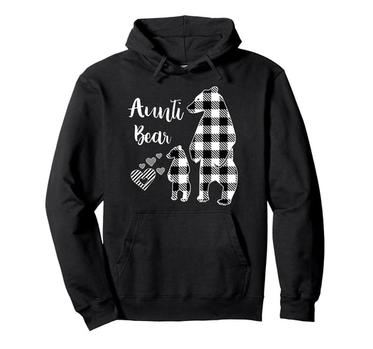 Aunti Bear Grey Buffalo Plaid Pajama Hoodie - Casual Everyday Wear Unisex - T-Shirt, Sweatshirt, Hoodie