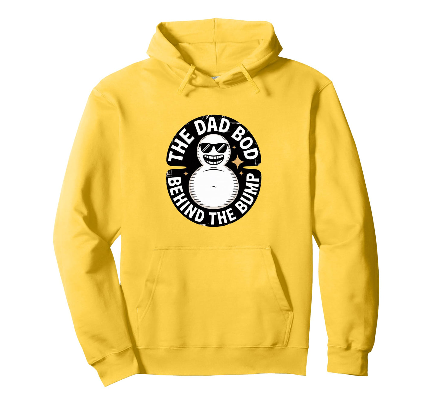 Dad Bod Behind Bump Funny Announcement Hoodie - Minimalist Print Men Women - T-Shirt, Sweatshirt, Hoodie
