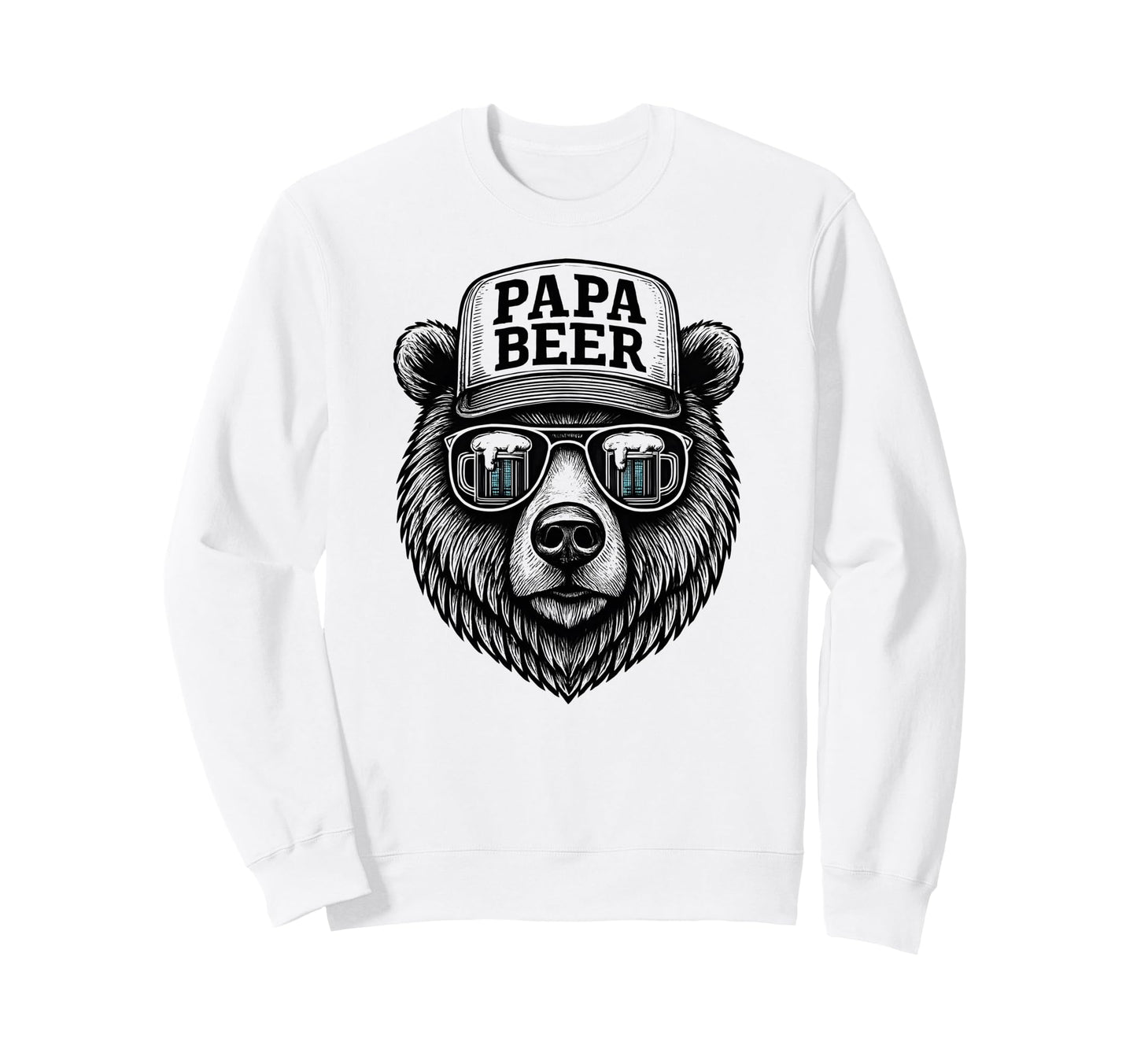 Papa Beer Funny Dad Bear Drinking Sweatshirt - Custom Art Print Unisex - T-Shirt, Sweatshirt, Hoodie