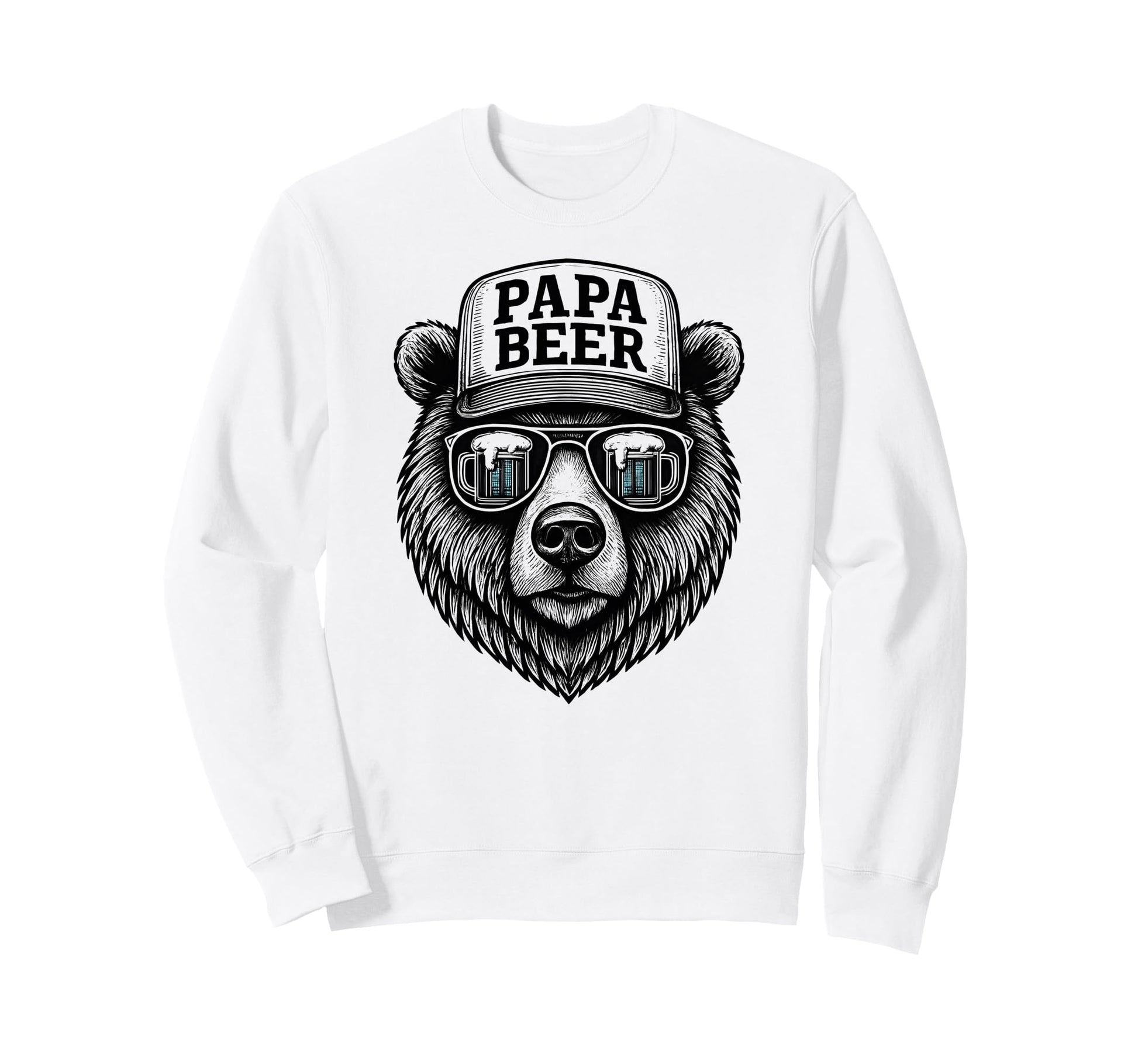 Papa Beer Funny Dad Bear Drinking Sweatshirt - Custom Art Print Unisex - T-Shirt, Sweatshirt, Hoodie
