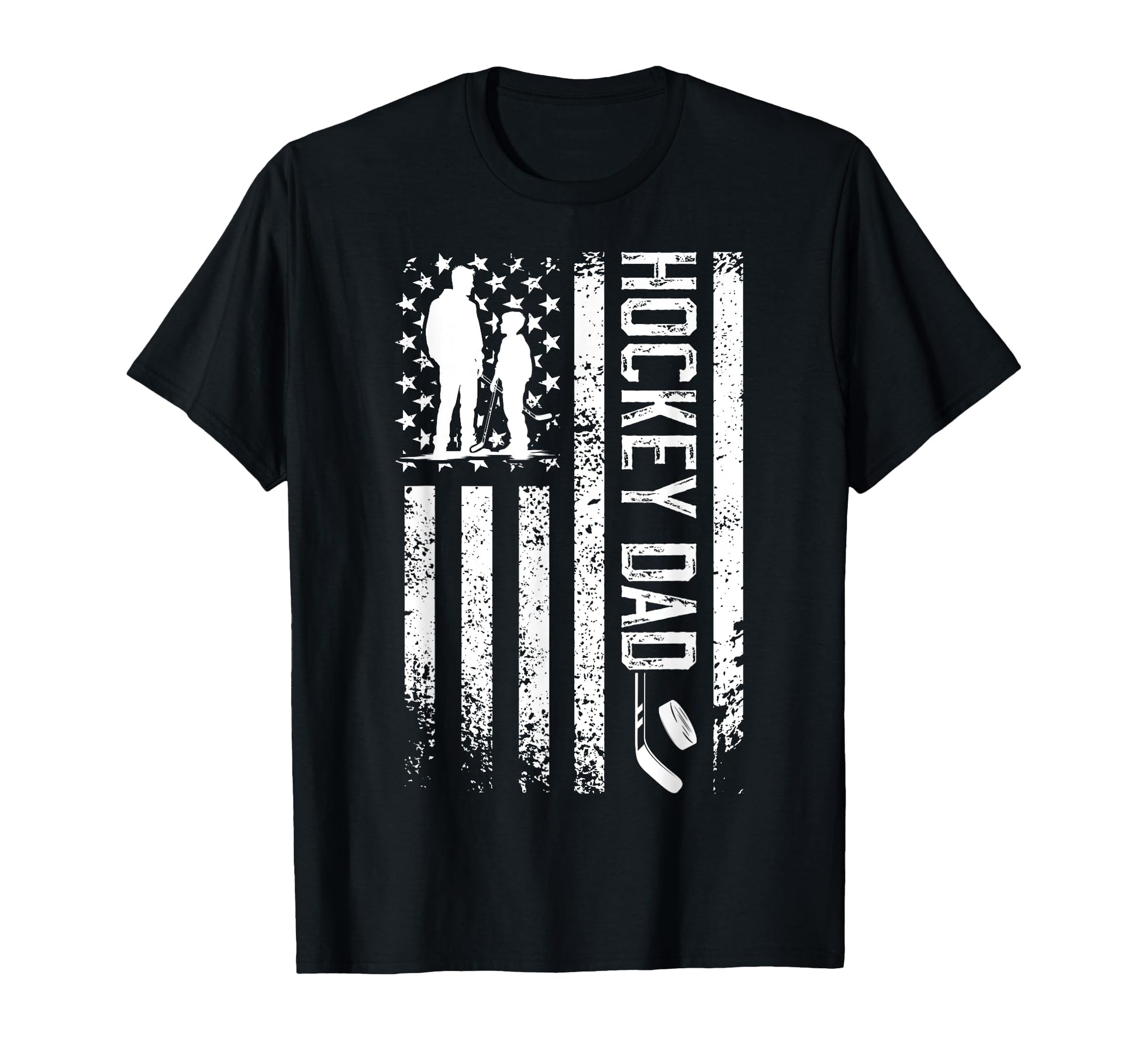 Hockey Dad Us Flag Ice Hockey Father T-Shirt - Unique Graphic Men Women - T-Shirt, Sweatshirt, Hoodie