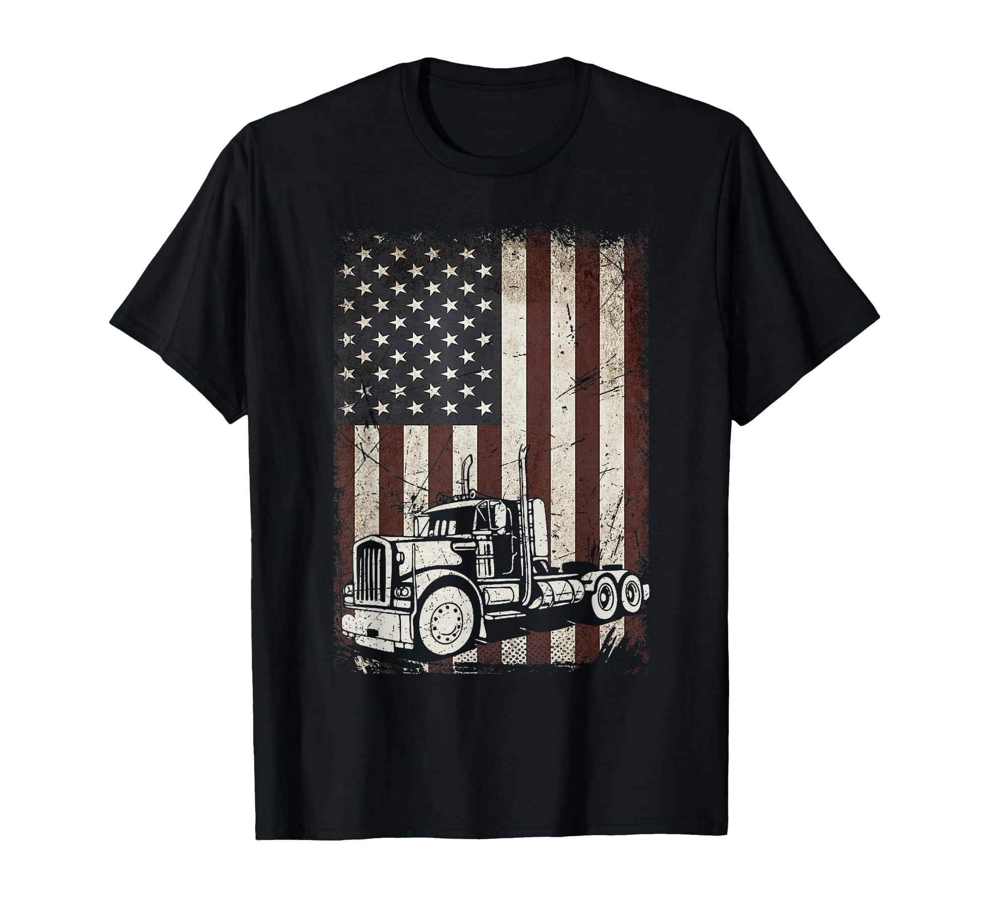 Trucking American Flag Truck Trucker T-Shirt - Graphic Print Men Women - T-Shirt, Sweatshirt, Hoodie