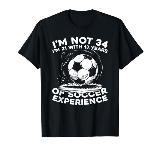 34 Years Old Player Sports Team Soccer T-Shirt - Minimalist Print Unisex - T-Shirt, Sweatshirt, Hoodie