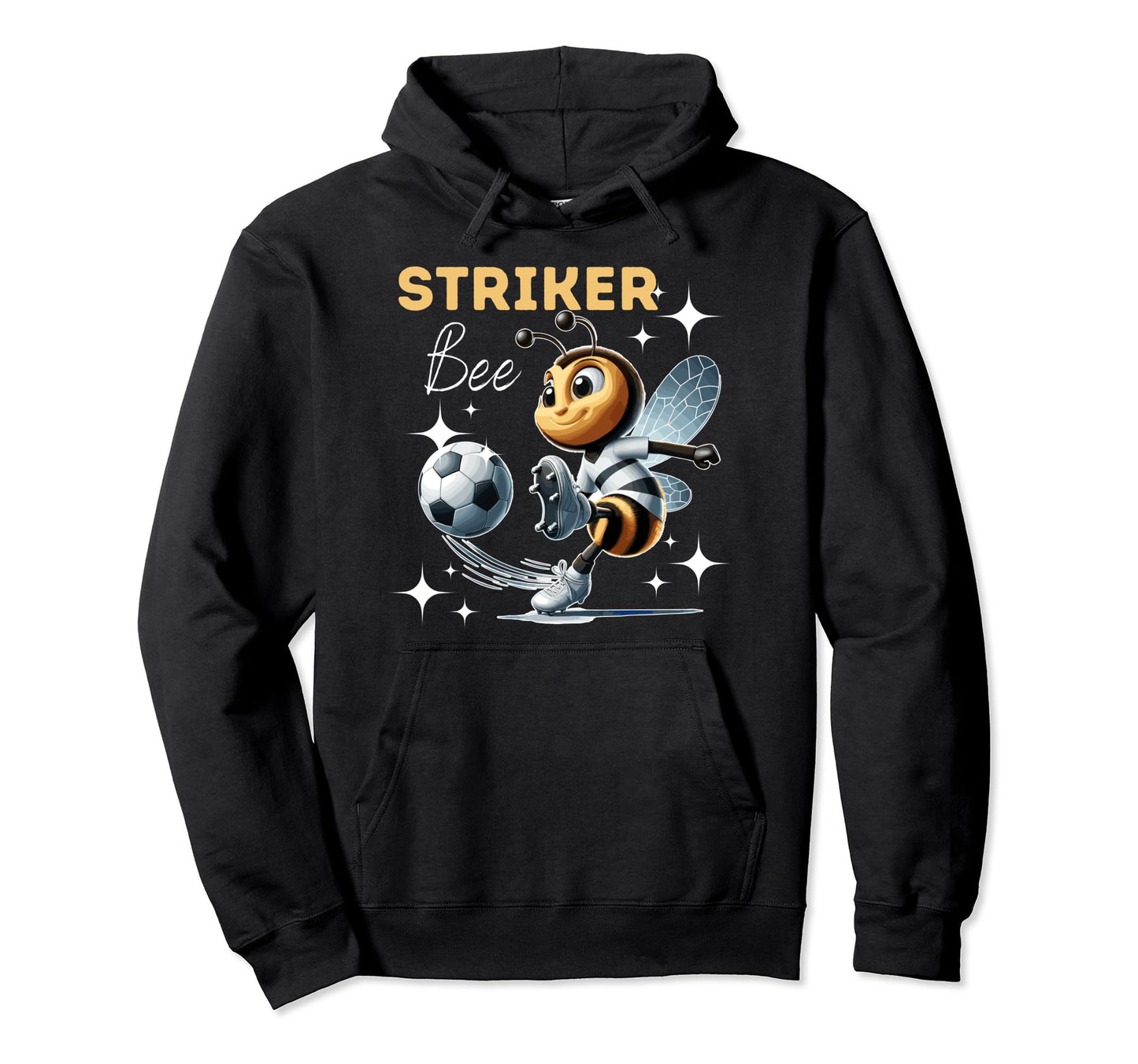 Striker Bee Soccer Enthusiast Hoodie - Minimalist Print Unisex - T-Shirt, Sweatshirt, Hoodie