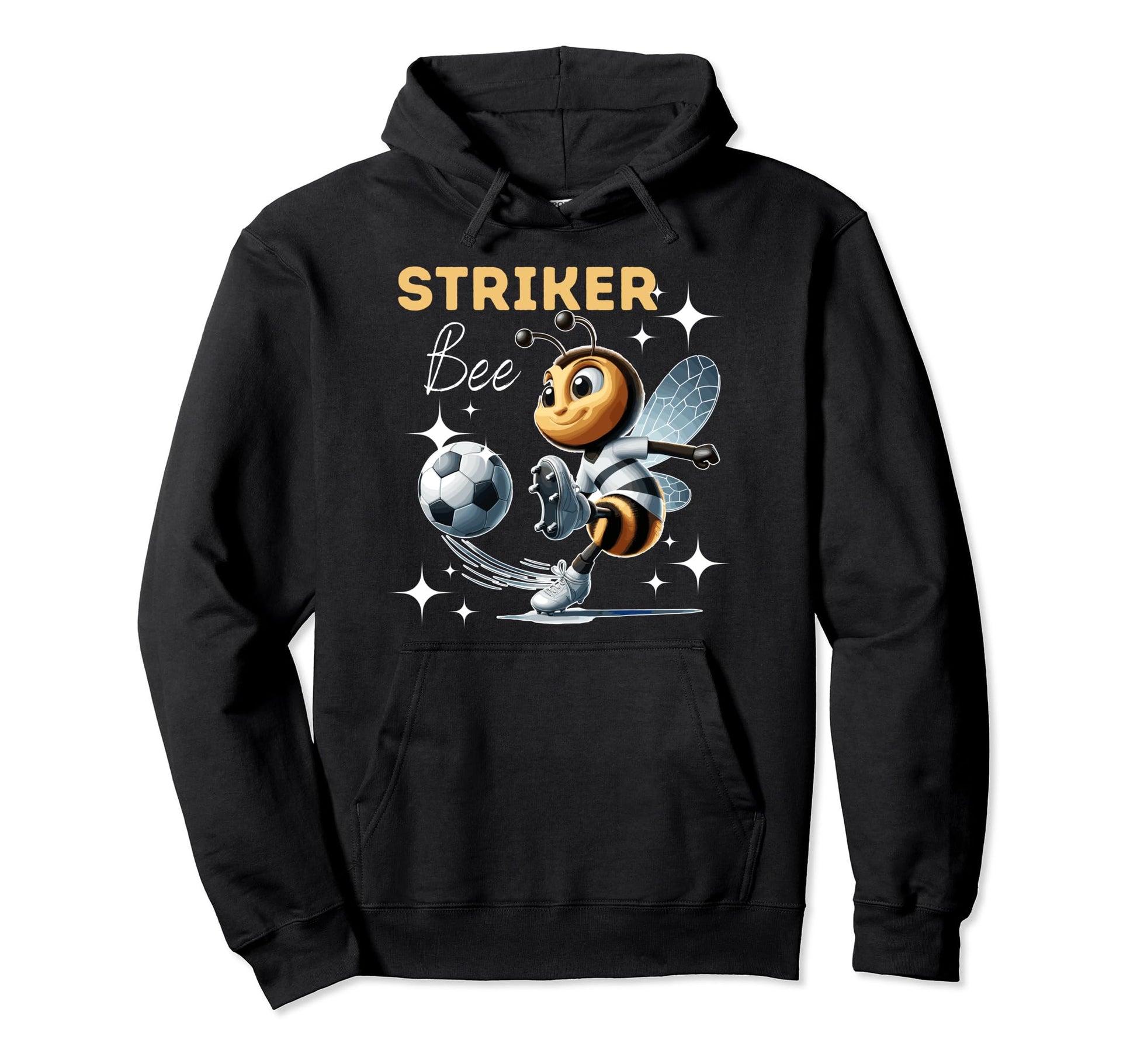 Striker Bee Soccer Enthusiast Hoodie - Minimalist Print Unisex - T-Shirt, Sweatshirt, Hoodie