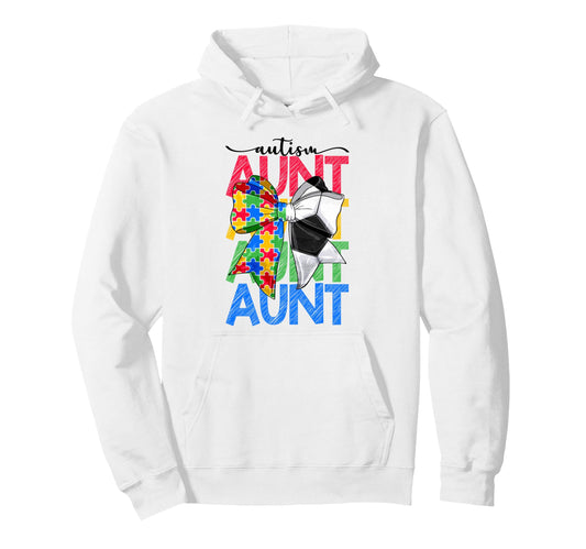 Autism Aunt Autism Awareness Coquette Bow Hoodie - Custom Art Print Unisex - T-Shirt, Sweatshirt, Hoodie