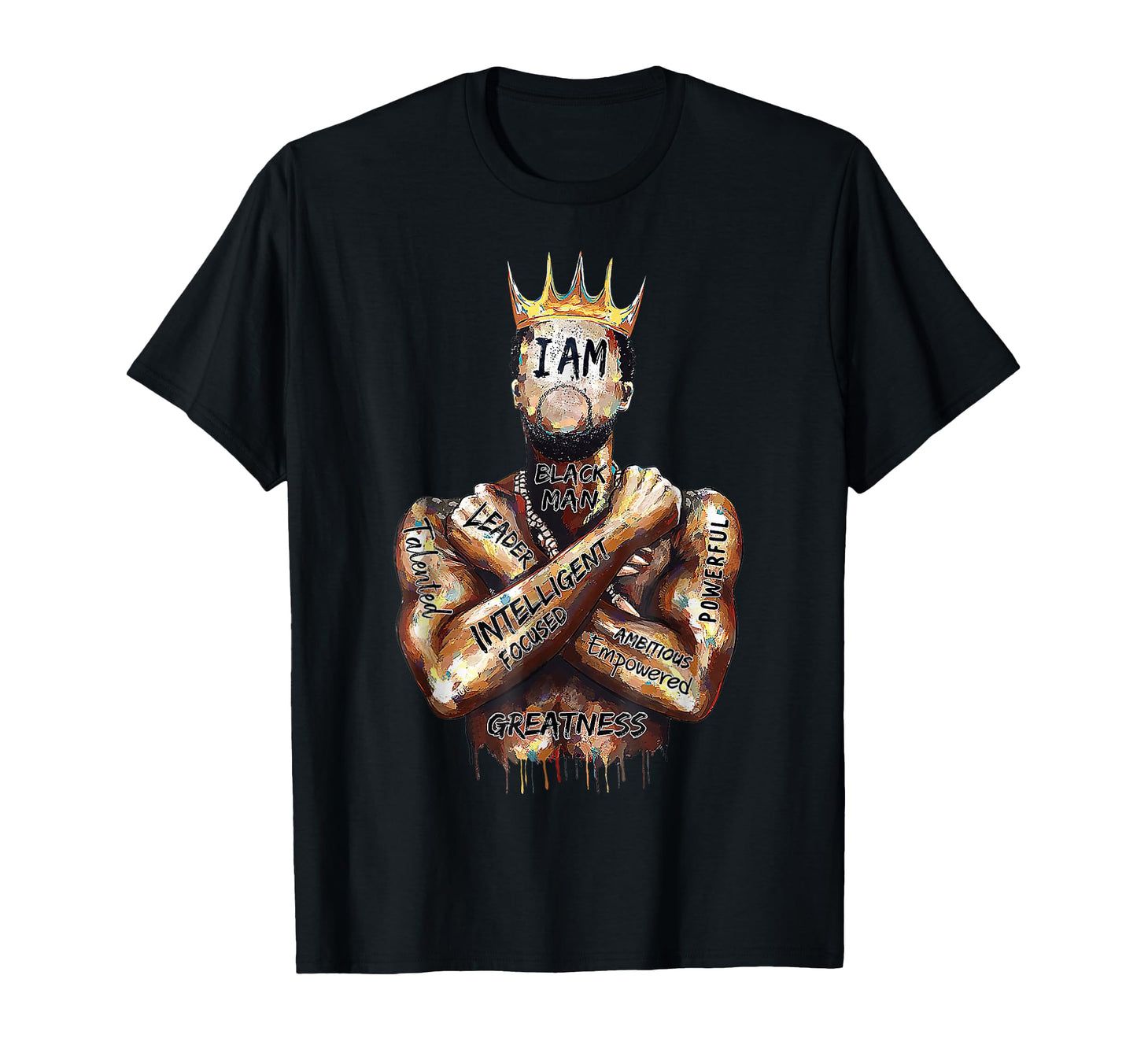 I Am Black King Powerful Dad Afro T-Shirt - Minimalist Print Unisex - T-Shirt, Sweatshirt, Hoodie
