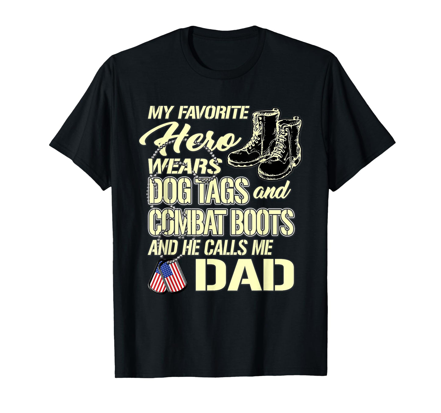 Hero Wears Dog Tags Combat Boots T-Shirt - Custom Art Print Men Women - T-Shirt, Sweatshirt, Hoodie
