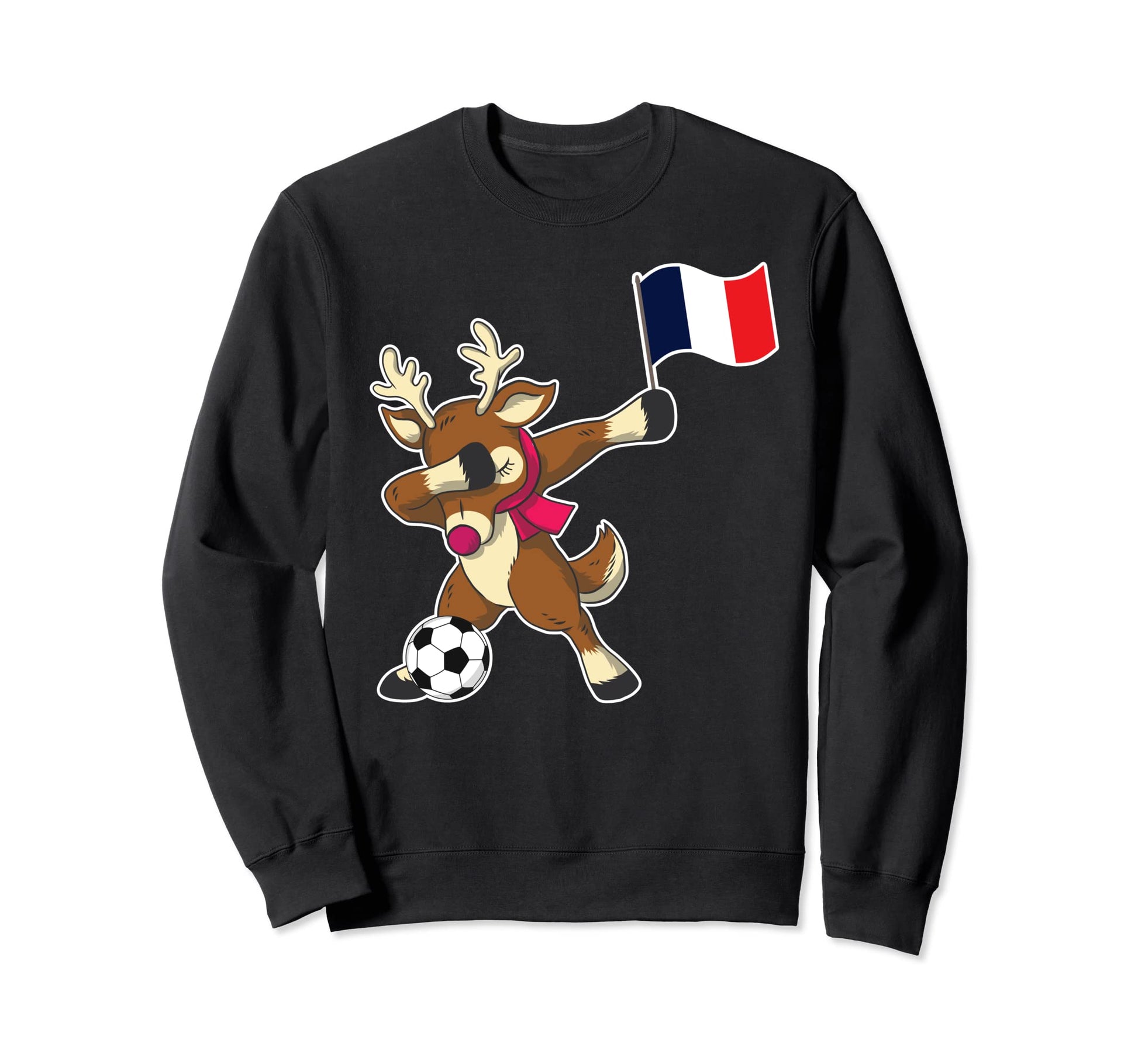 Soccer French Flag Reindeer Sweatshirt - Streetwear Style for Adults - T-Shirt, Sweatshirt, Hoodie