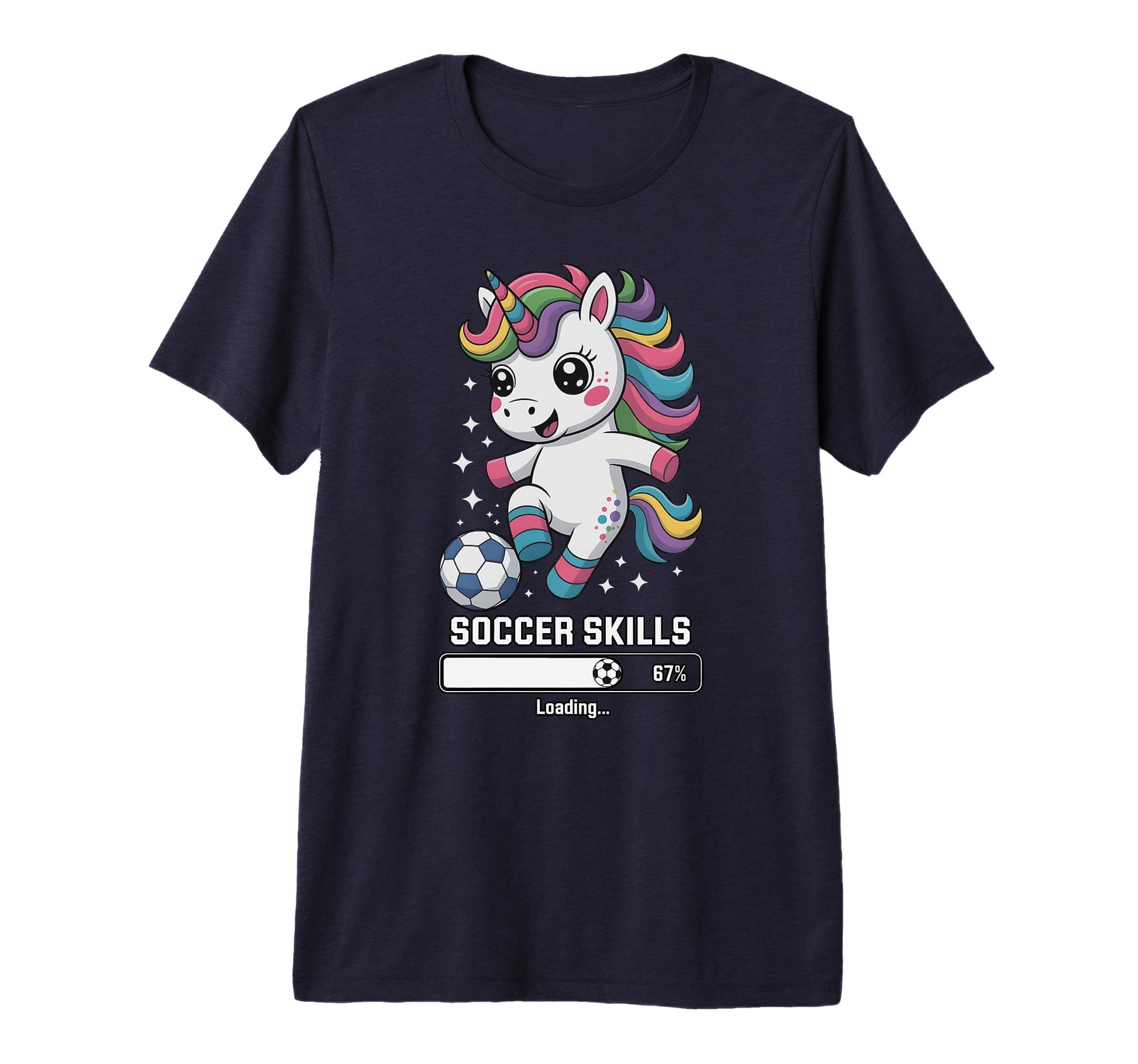 Unicorn Soccer Skills Loading Score T-Shirt - Aesthetic Graphic Men Women - T-Shirt, Sweatshirt, Hoodie