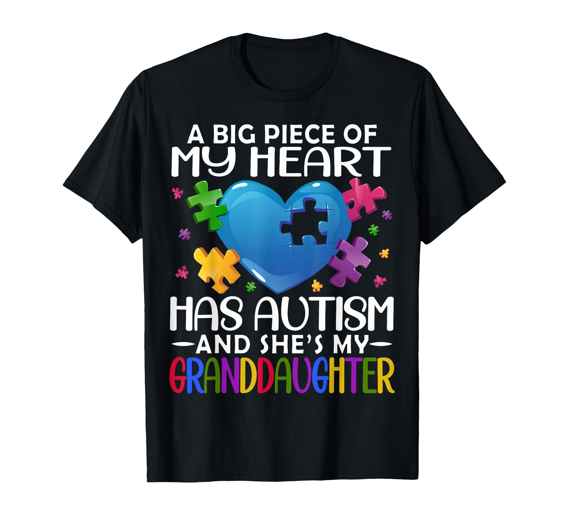 Big Piece My Heart Has Autism Shes T-Shirt - Minimalist Print for Adults - T-Shirt, Sweatshirt, Hoodie