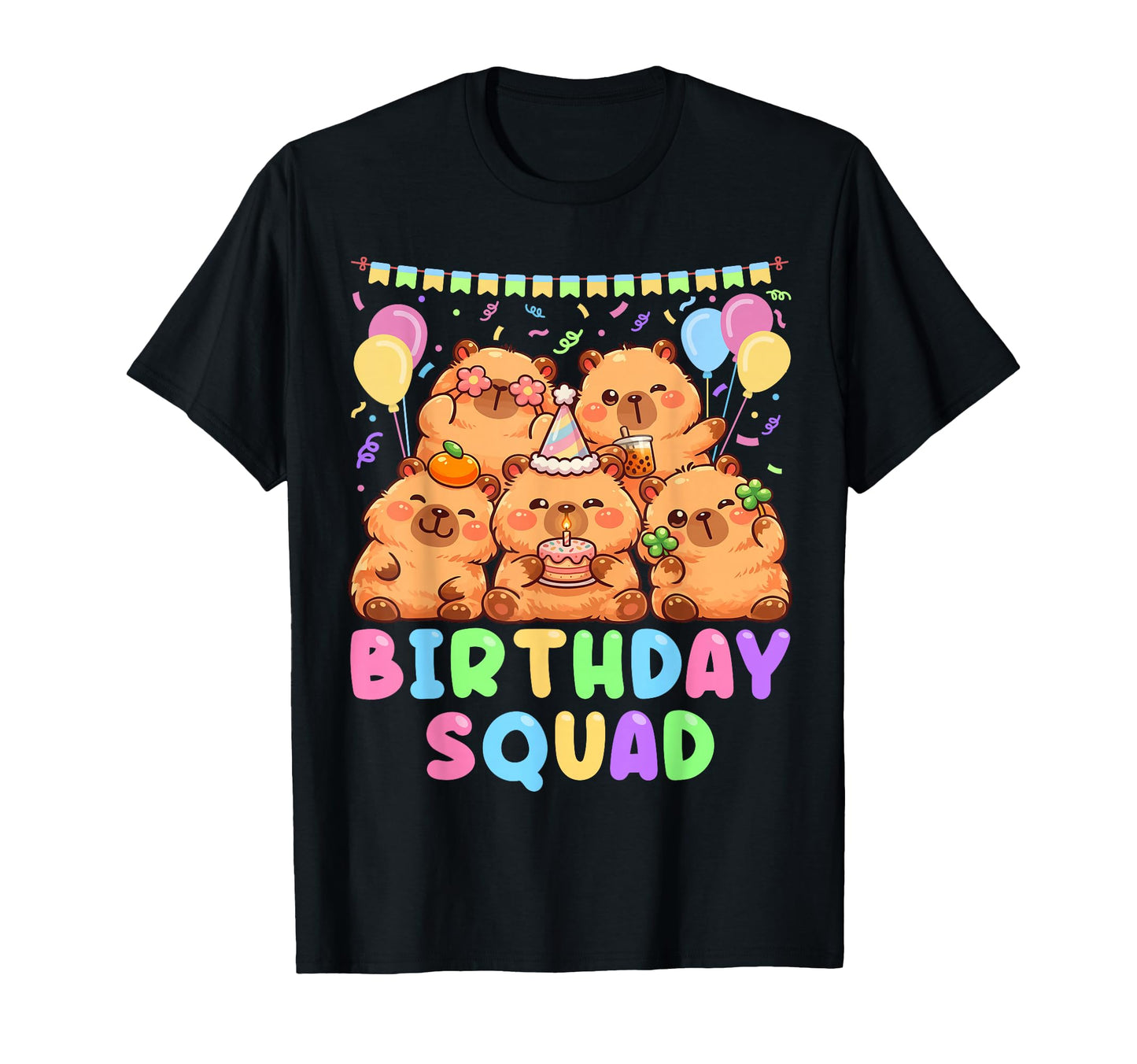Capybara Kawaii Capy Birthday Squad T-Shirt - Custom Art Print for Adults - T-Shirt, Sweatshirt, Hoodie