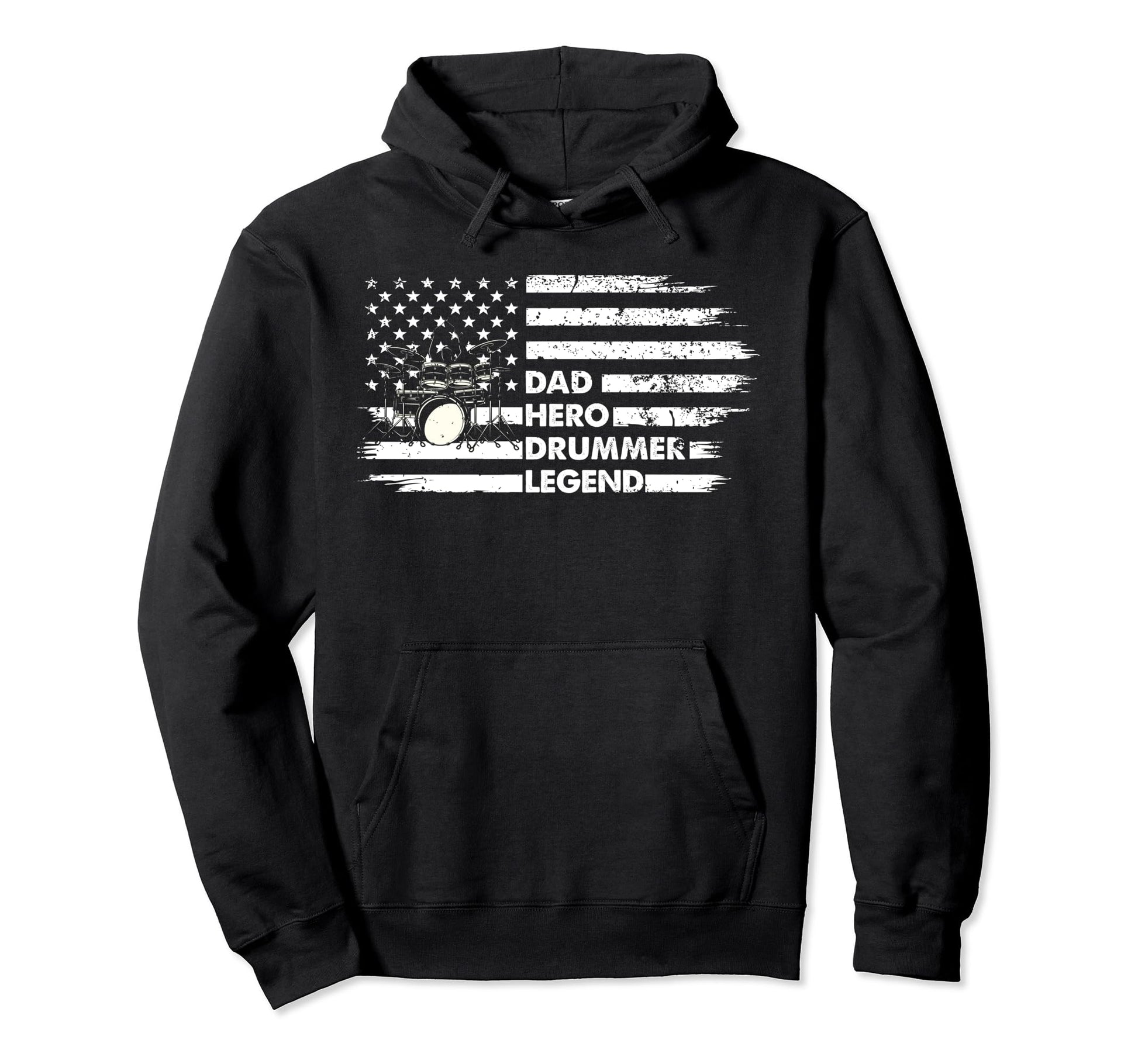 Distressed Drum Set Dad Hero Drummer Hoodie - Minimalist Print Unisex - T-Shirt, Sweatshirt, Hoodie