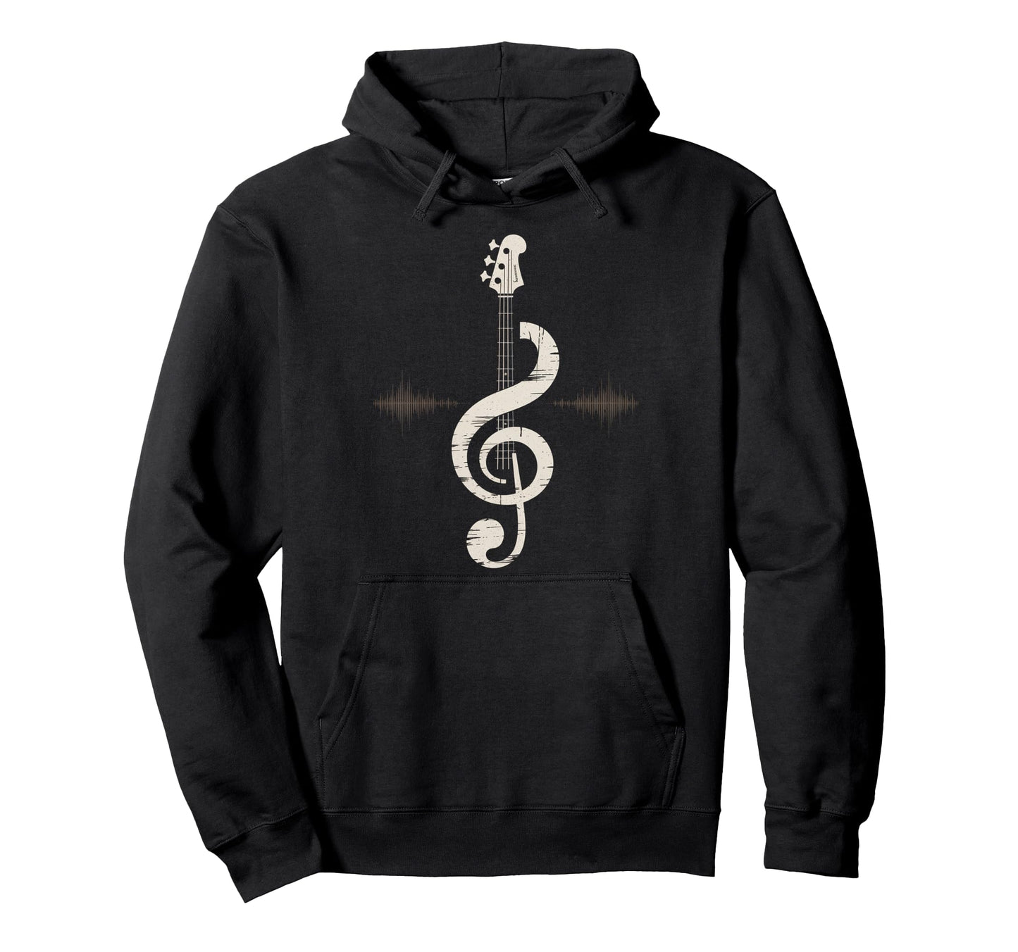 Bass Cleff Headstock Bass Guitar Hoodie - Unique Graphic Unisex - T-Shirt, Sweatshirt, Hoodie
