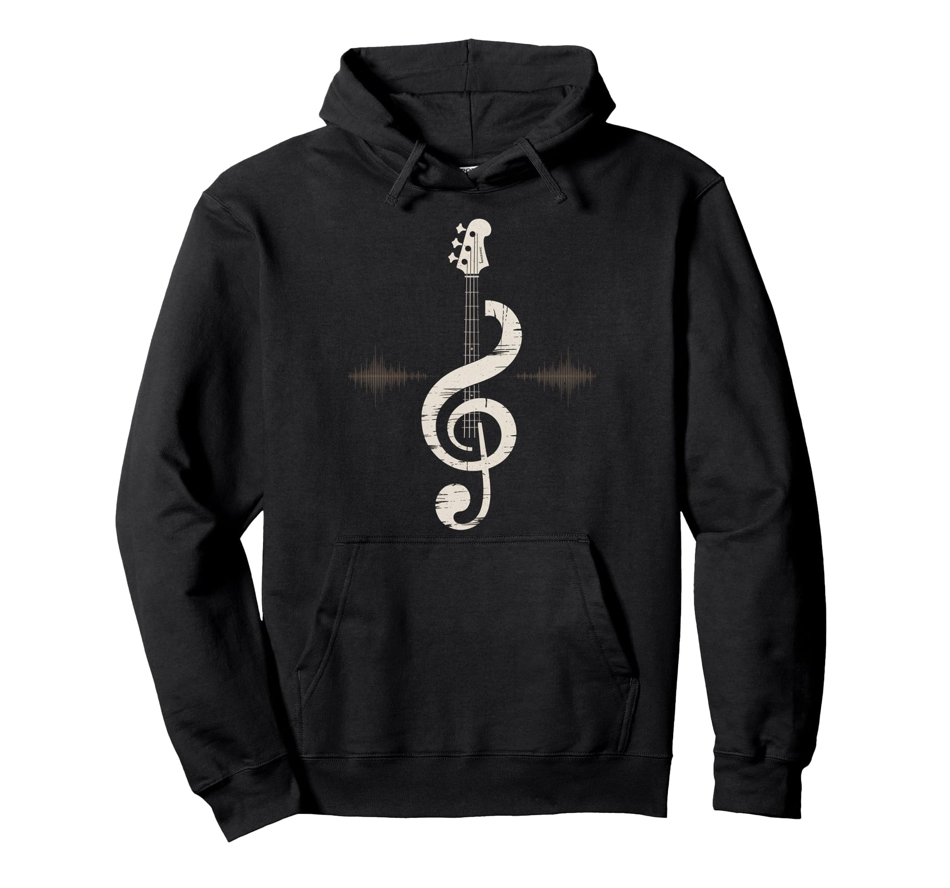 Bass Cleff Headstock Bass Guitar Hoodie - Unique Graphic Unisex - T-Shirt, Sweatshirt, Hoodie