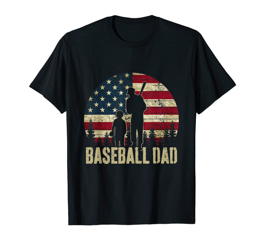 Baseball Dad Usa Flag Baseball T-Shirt - Aesthetic Graphic for Adults - T-Shirt, Sweatshirt, Hoodie