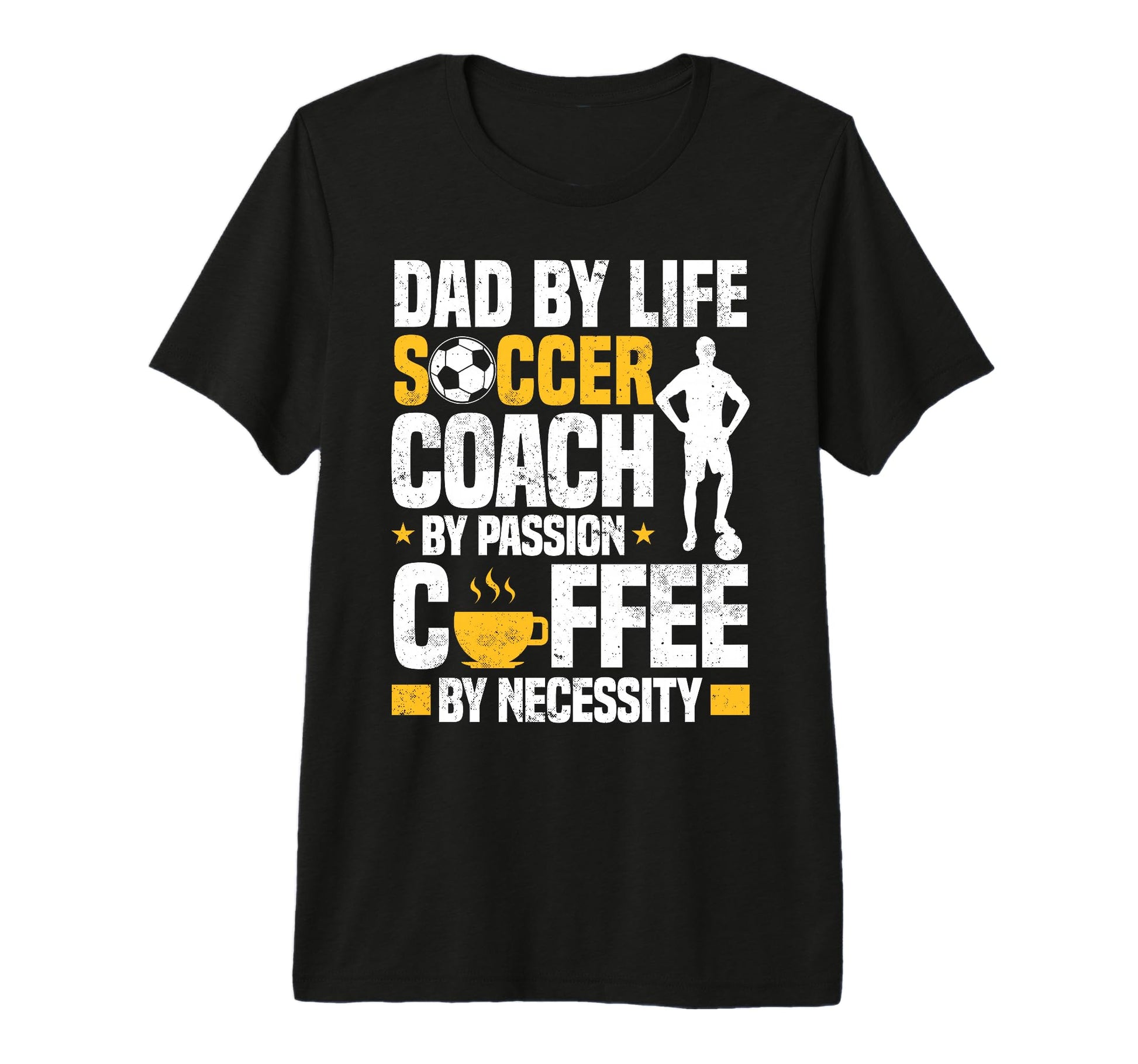 Dad Soccer Coach Coffee Lover Tri T-Shirt - Novelty Apparel for Adults - T-Shirt, Sweatshirt, Hoodie