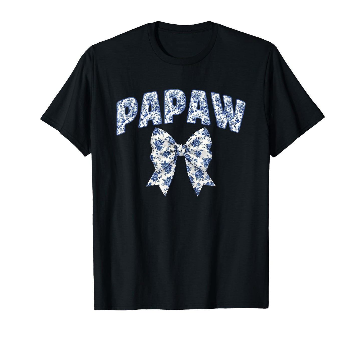 Papaw Coquette Toile Blue Bow Floral T-Shirt - Unique Graphic for Adults - T-Shirt, Sweatshirt, Hoodie