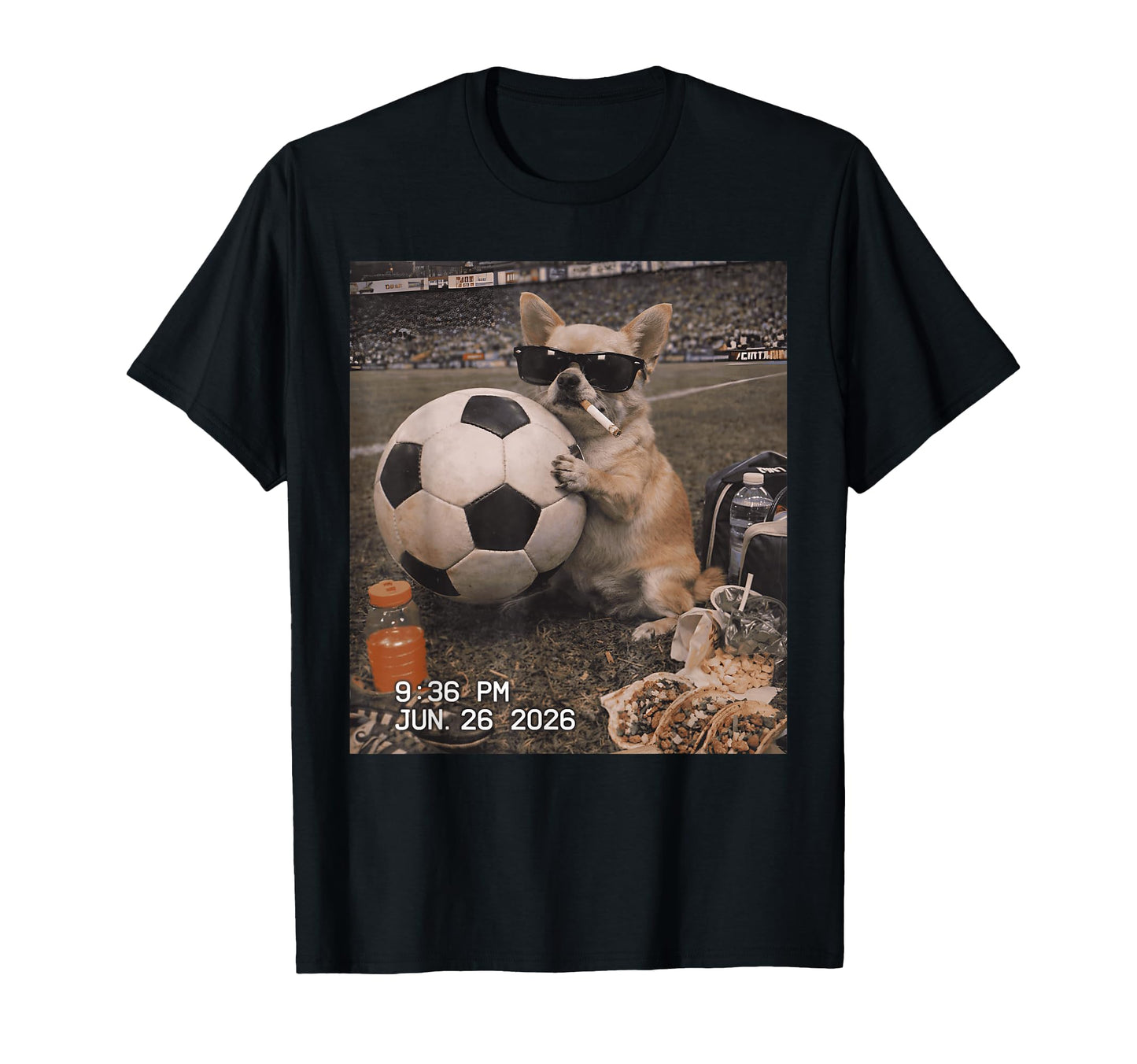 Funny Chihuahua Soccer Fan Tacos And Smoke T-Shirt - Graphic Print Unisex - T-Shirt, Sweatshirt, Hoodie