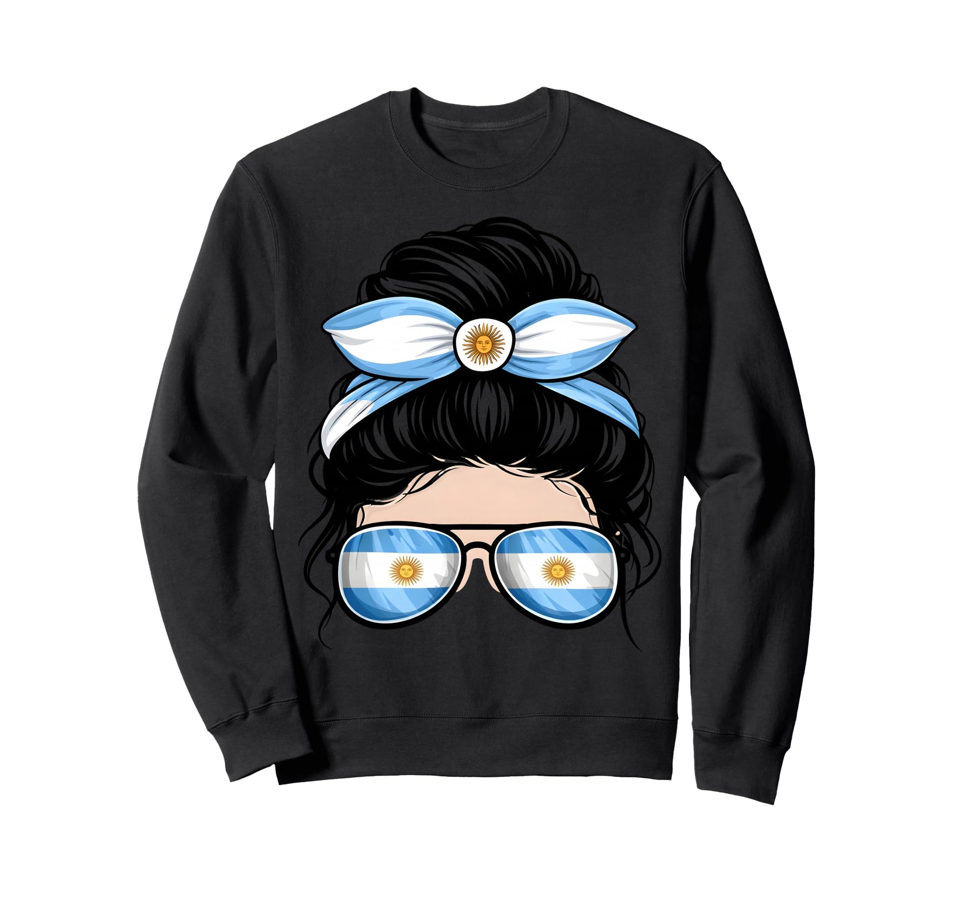 Argentina Soccer Fan Messy Bun Sweatshirt - Fun Novelty Design Men Women - T-Shirt, Sweatshirt, Hoodie