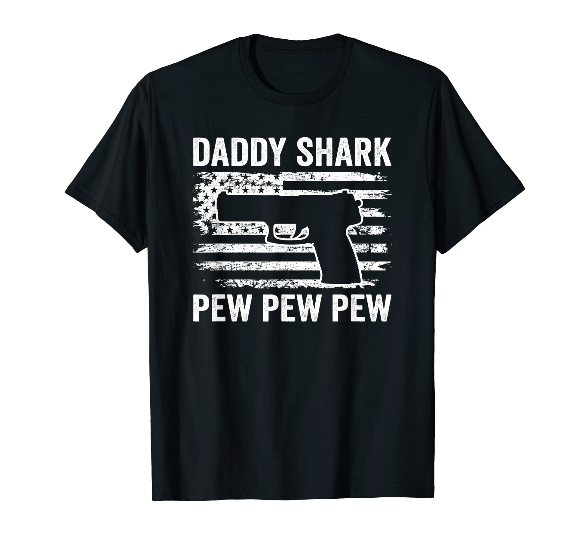 Daddy Shark Pew Pew Funny Mens Pistol T-Shirt - Fun Novelty Design Unisex - T-Shirt, Sweatshirt, Hoodie