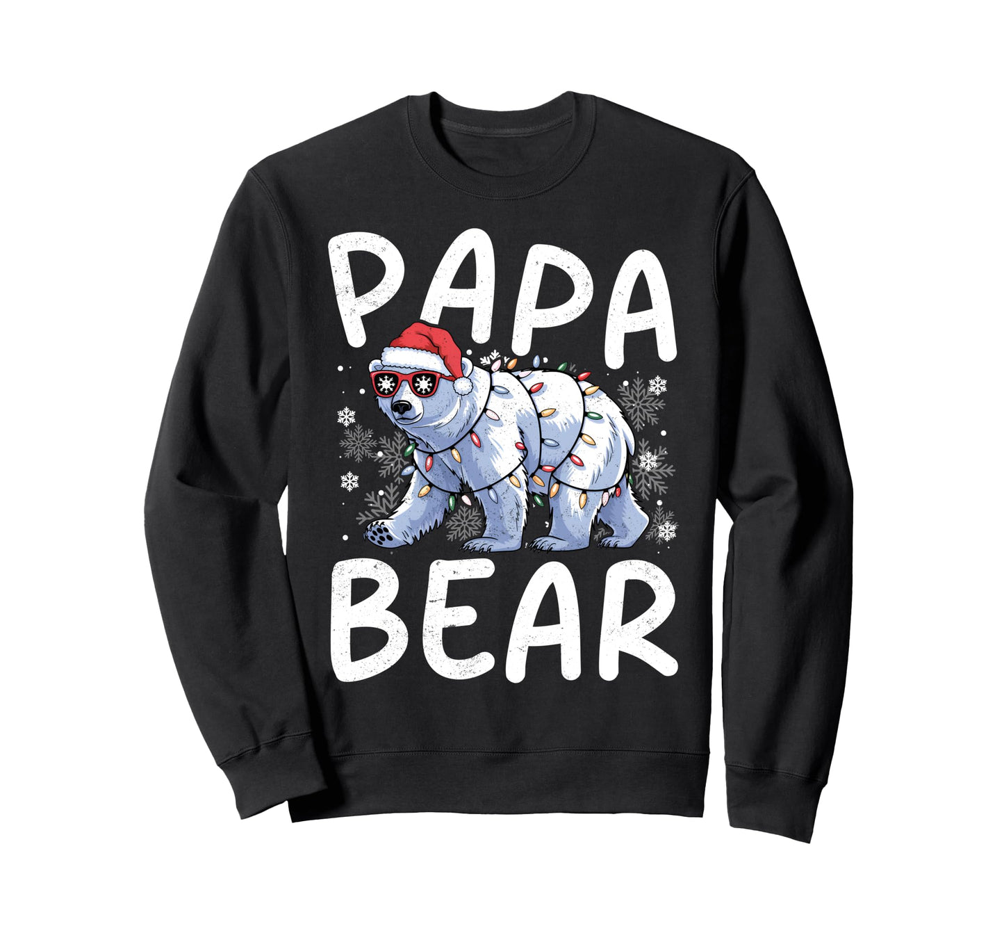 Funny Papa Bear Santa Hat Lights Sweatshirt - Custom Art Print Unisex - T-Shirt, Sweatshirt, Hoodie