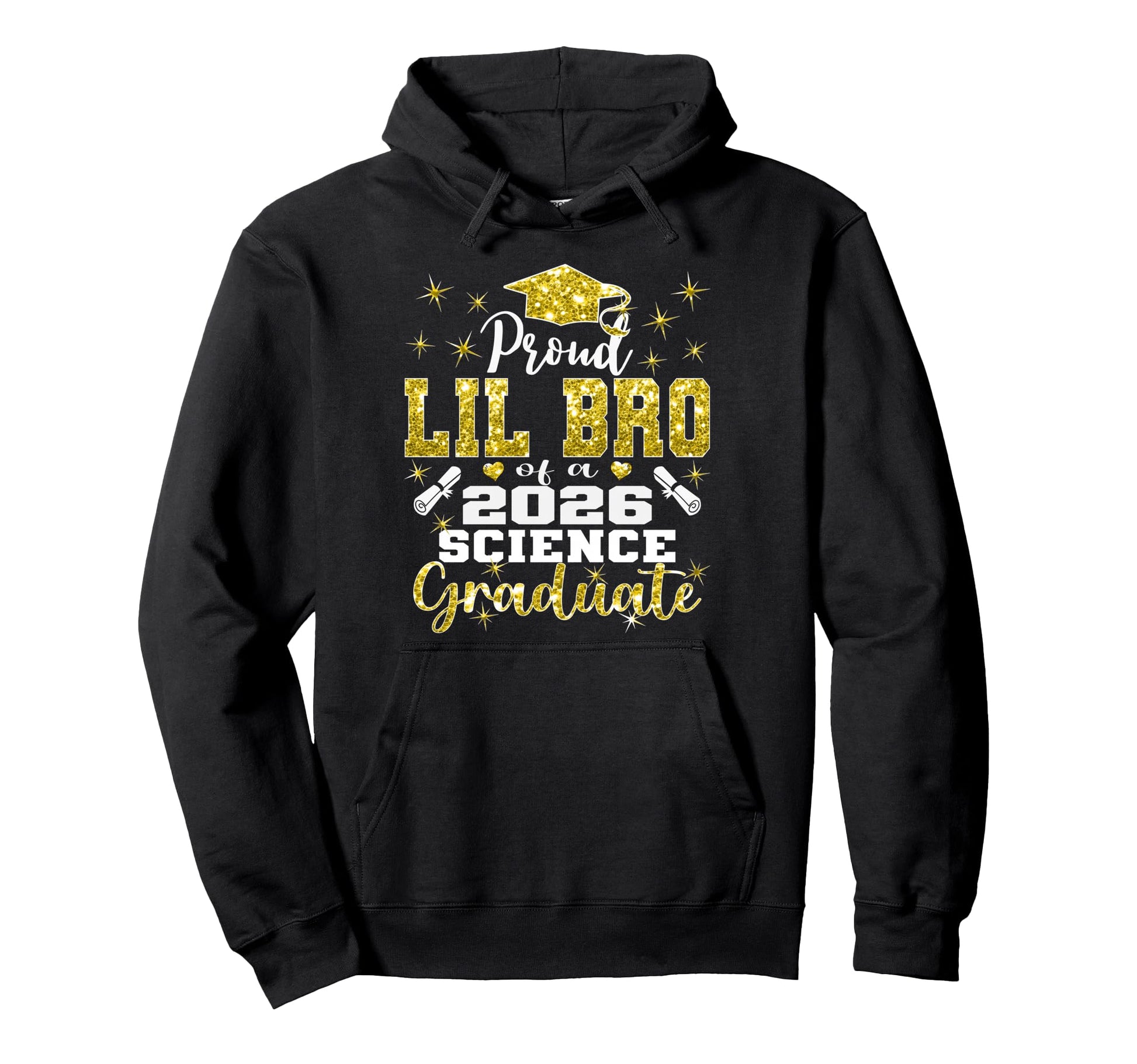 Proud Lil Bro 2026 Science Graduate Hoodie - Novelty Apparel for Adults - T-Shirt, Sweatshirt, Hoodie