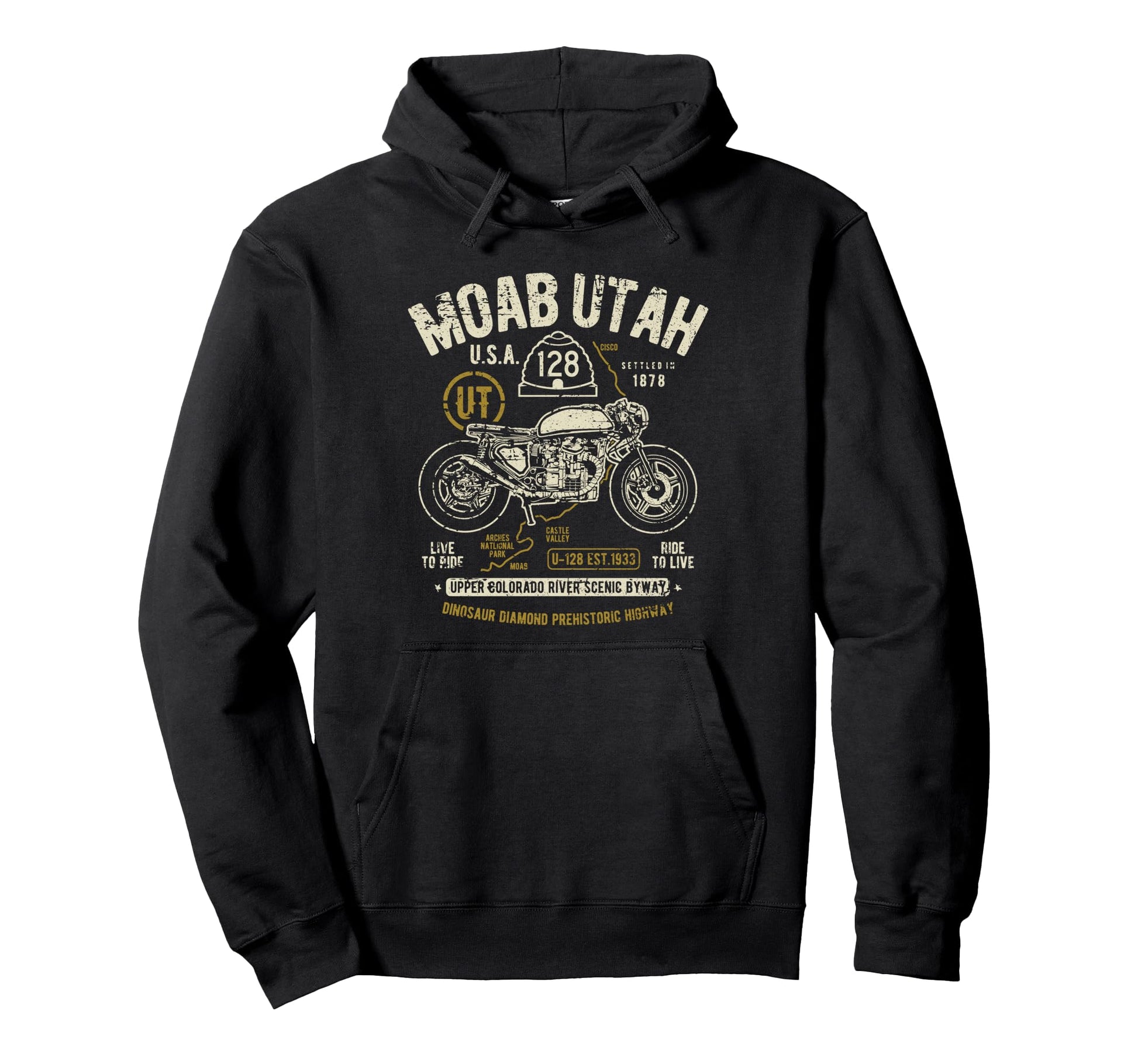 Moab Utah Route U 128 Colorado River Hoodie - Trendy Graphic for Adults - T-Shirt, Sweatshirt, Hoodie