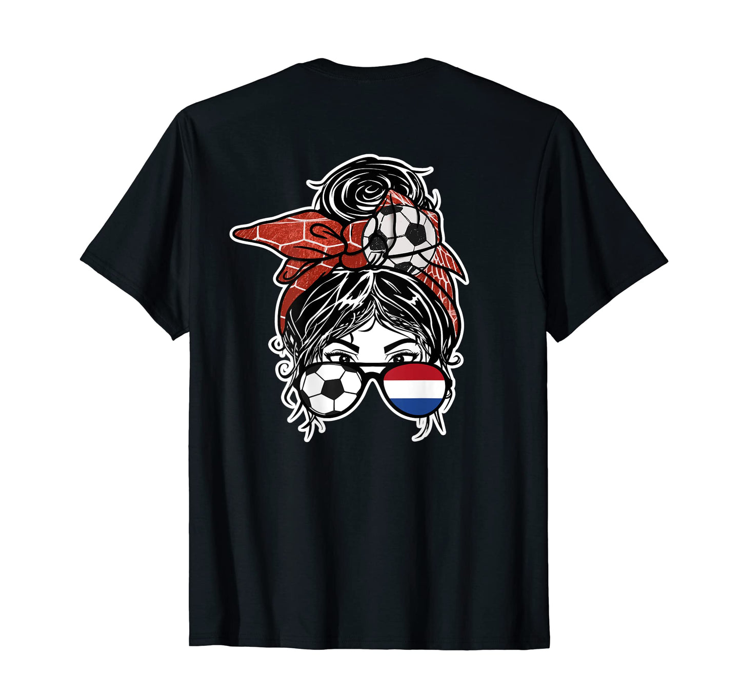 Messy Bun Hair Dutch Soccer Netherlands T-Shirt - Graphic Print Men Women - T-Shirt, Sweatshirt, Hoodie