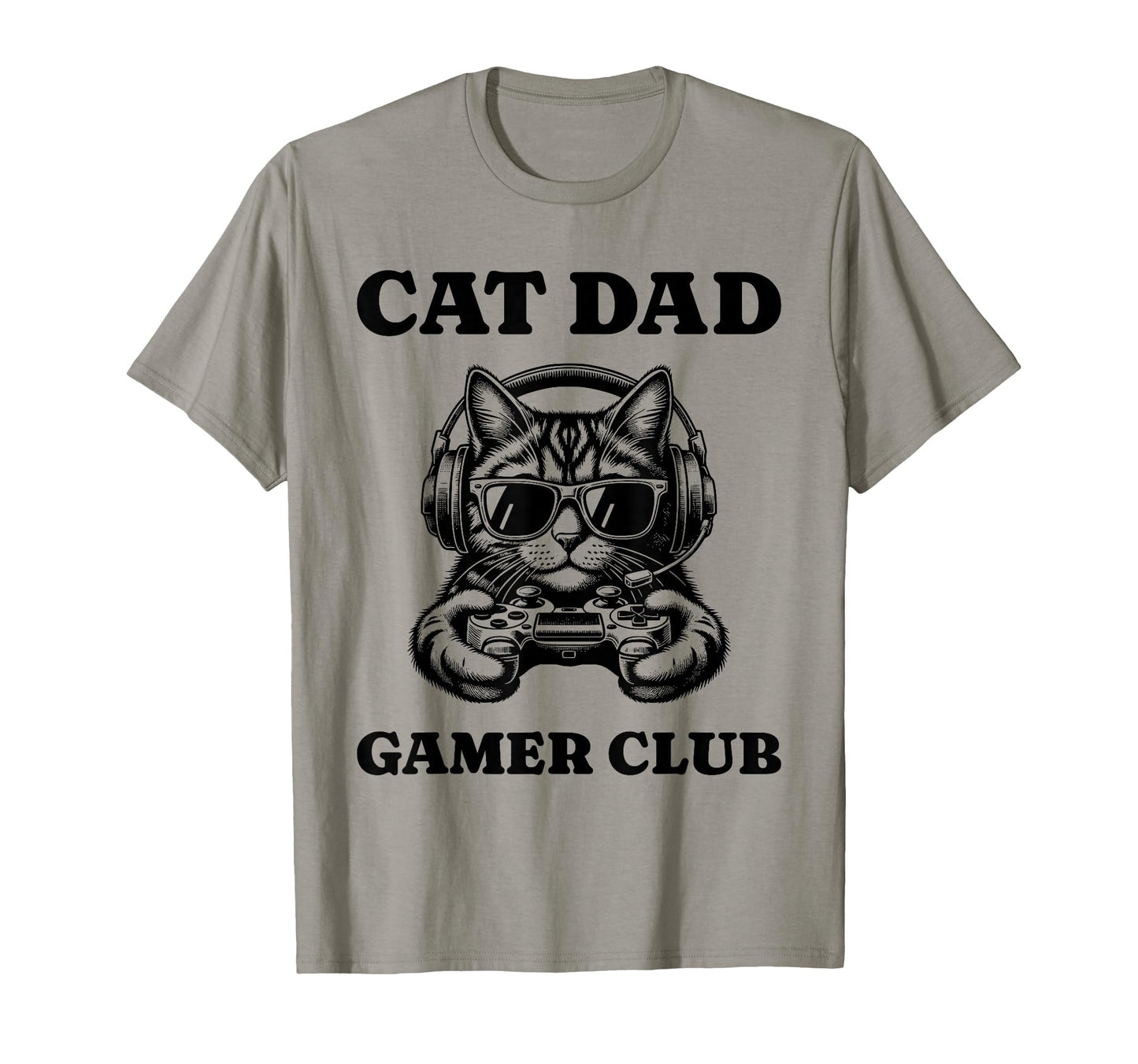 Cat Dad Gamer Club Video Games Cat T-Shirt - Novelty Apparel for Adults - T-Shirt, Sweatshirt, Hoodie