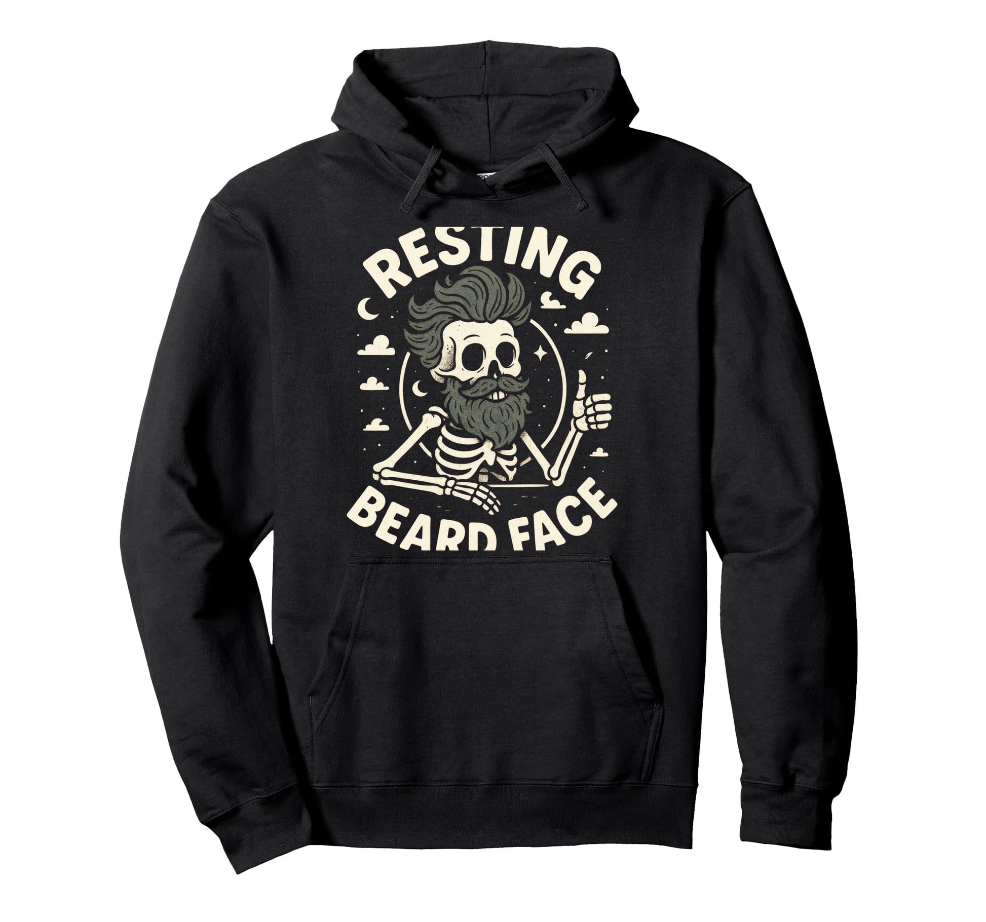 Resting Beard Face Funny Skeleton Dad Hoodie - Custom Art Print for Adults - T-Shirt, Sweatshirt, Hoodie