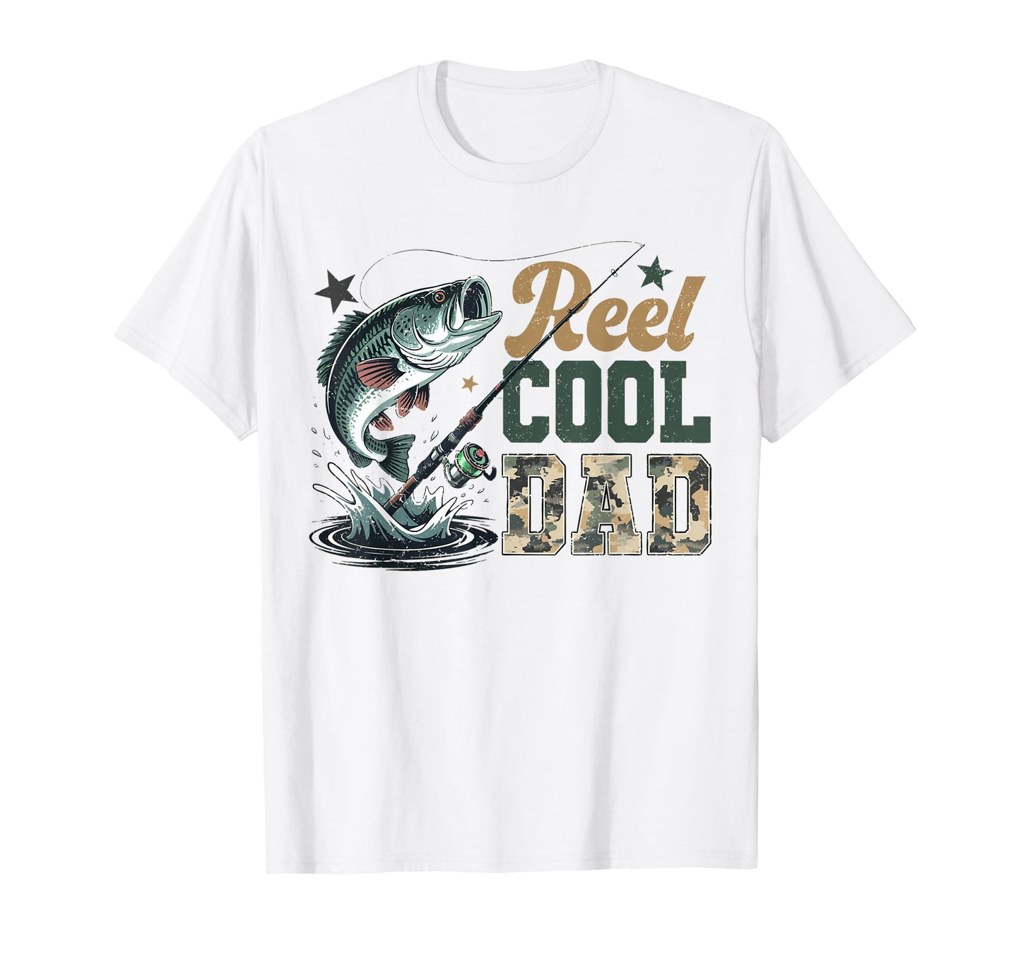 Camouflage Funny Fathers Day Fish Reel Dad T-Shirt - Unique Graphic Unisex - T-Shirt, Sweatshirt, Hoodie