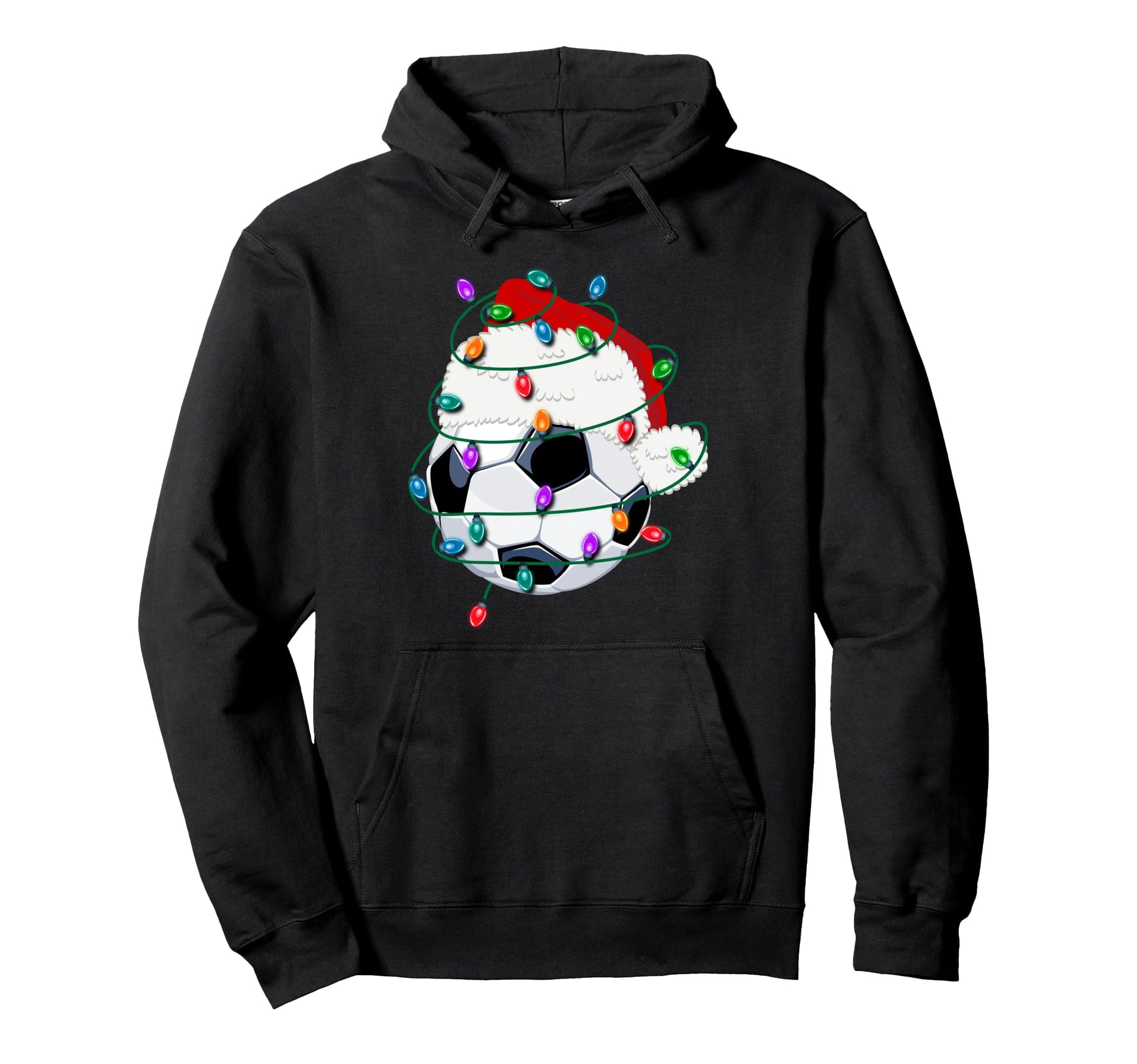 Santa Hat Gifts Light Ball Funny Soccer Hoodie - Minimalist Print Unisex - T-Shirt, Sweatshirt, Hoodie