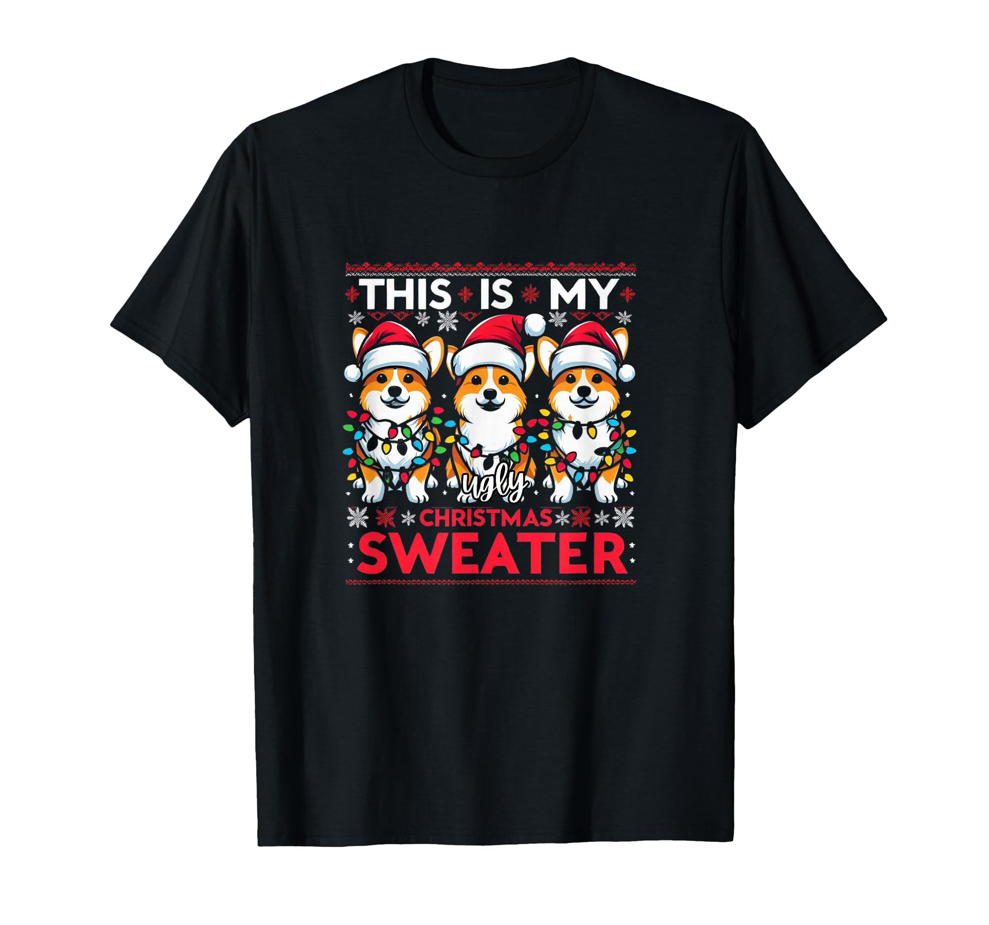 Corgi Santa Hat Corgi Mom Corgi Dad T-Shirt - Casual Everyday Wear Unisex - T-Shirt, Sweatshirt, Hoodie