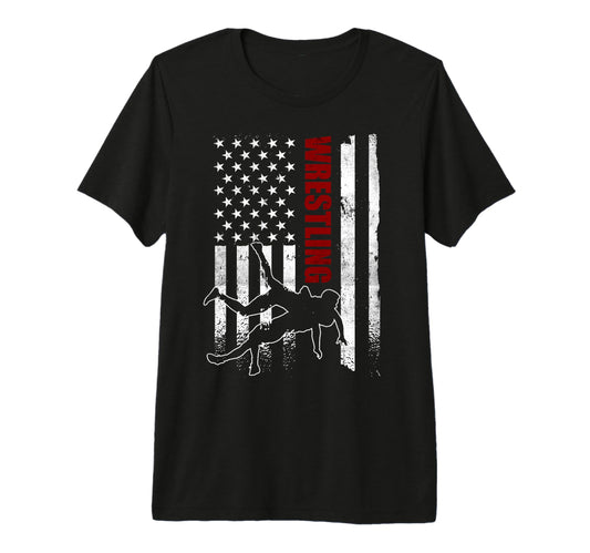 American Wrestling Us Flag Wrestling T-Shirt - Fun Novelty Design Unisex - T-Shirt, Sweatshirt, Hoodie