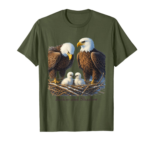 Bald Eagle Dad Mom Two Eaglet Chicks T-Shirt - Aesthetic Graphic Unisex - T-Shirt, Sweatshirt, Hoodie