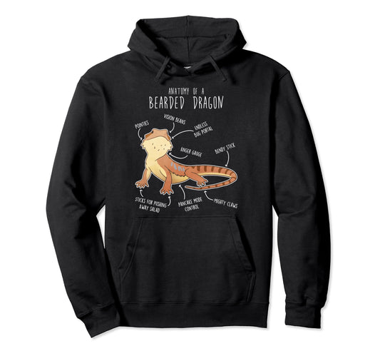 Bearded Dragon Anatomy Funny Reptile Hoodie - Streetwear Style Unisex - T-Shirt, Sweatshirt, Hoodie