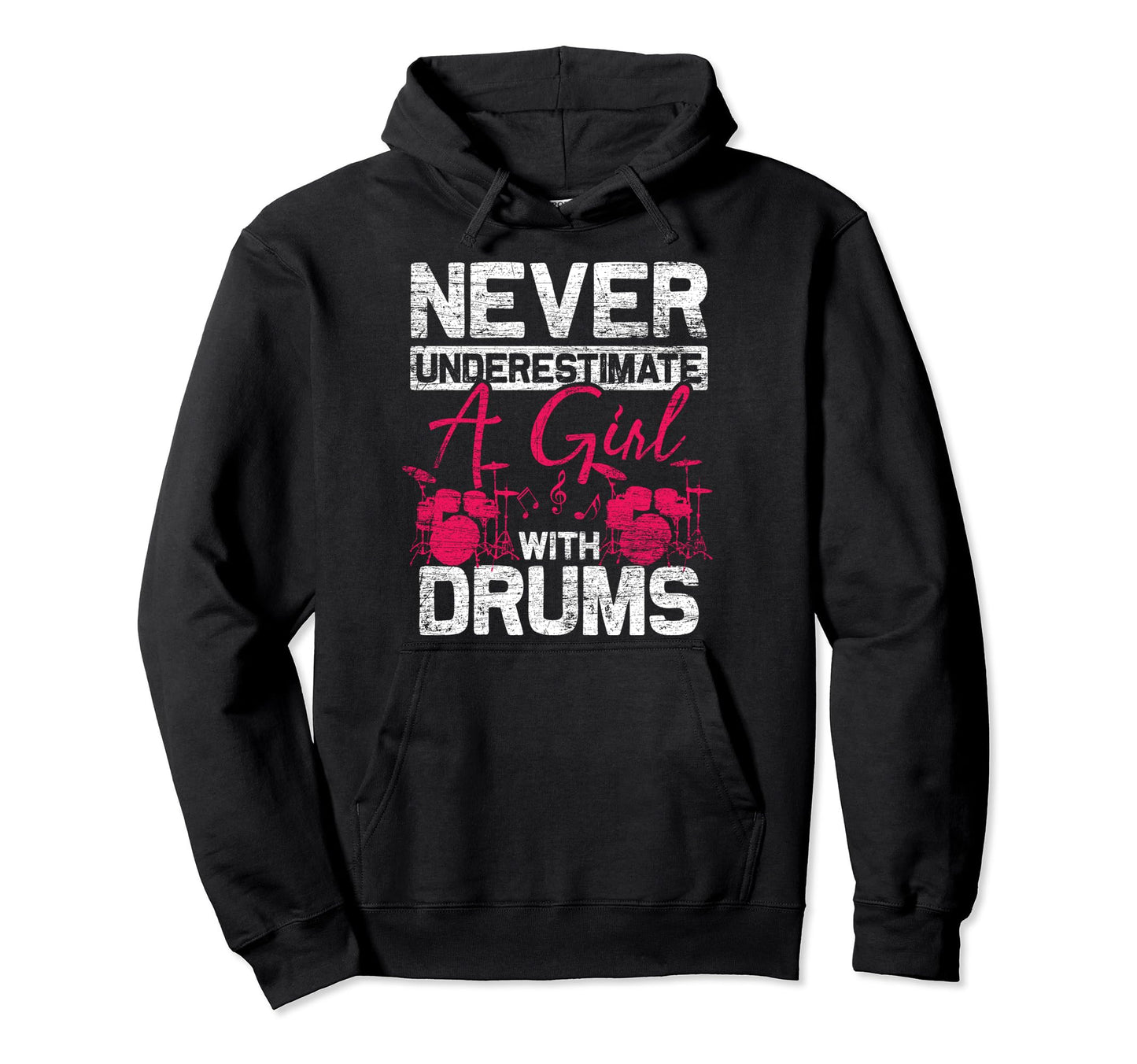 Drummer Never Underestimate Drums Hoodie - Graphic Print for Adults - T-Shirt, Sweatshirt, Hoodie