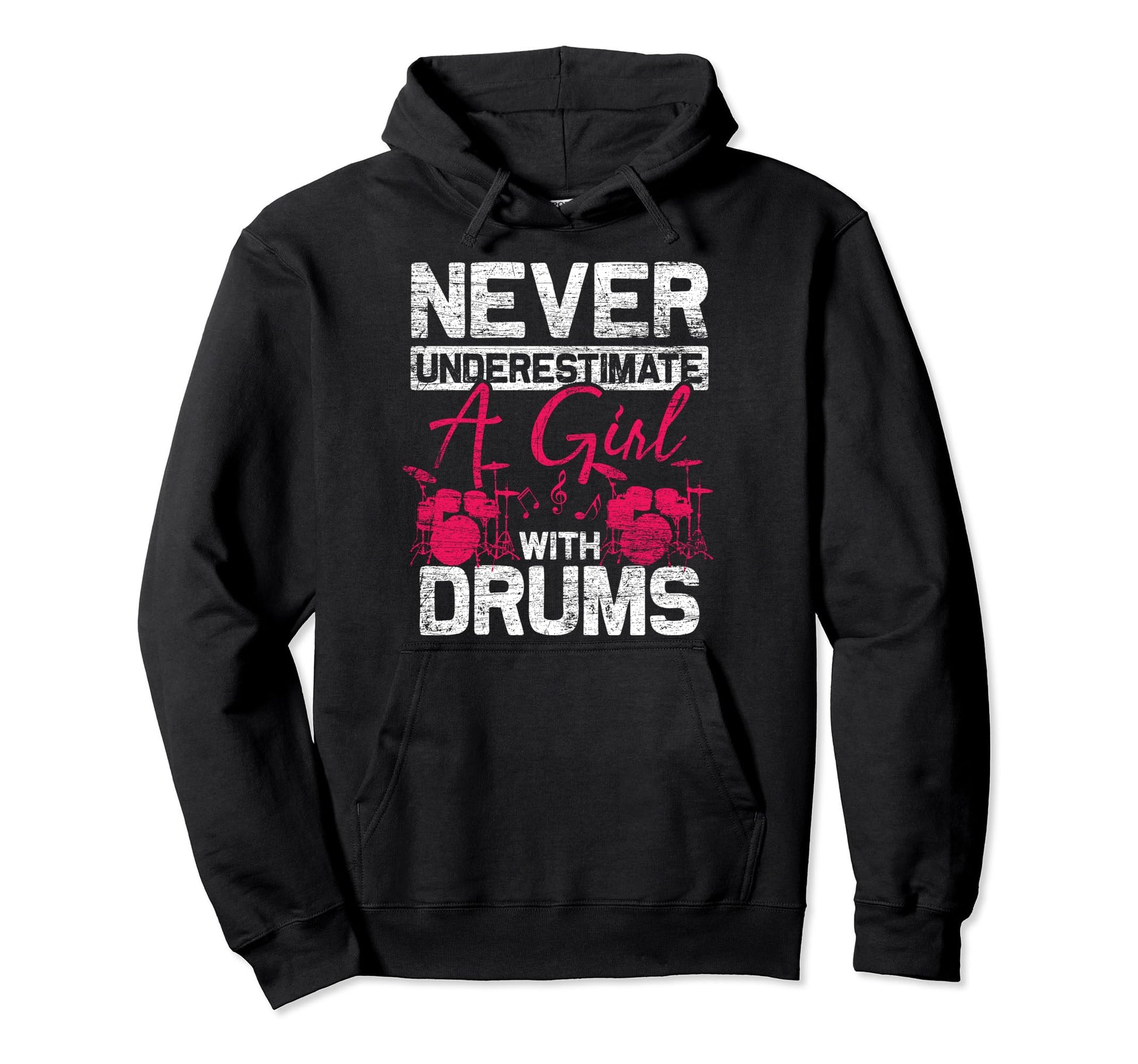 Drummer Never Underestimate Drums Hoodie - Graphic Print for Adults - T-Shirt, Sweatshirt, Hoodie