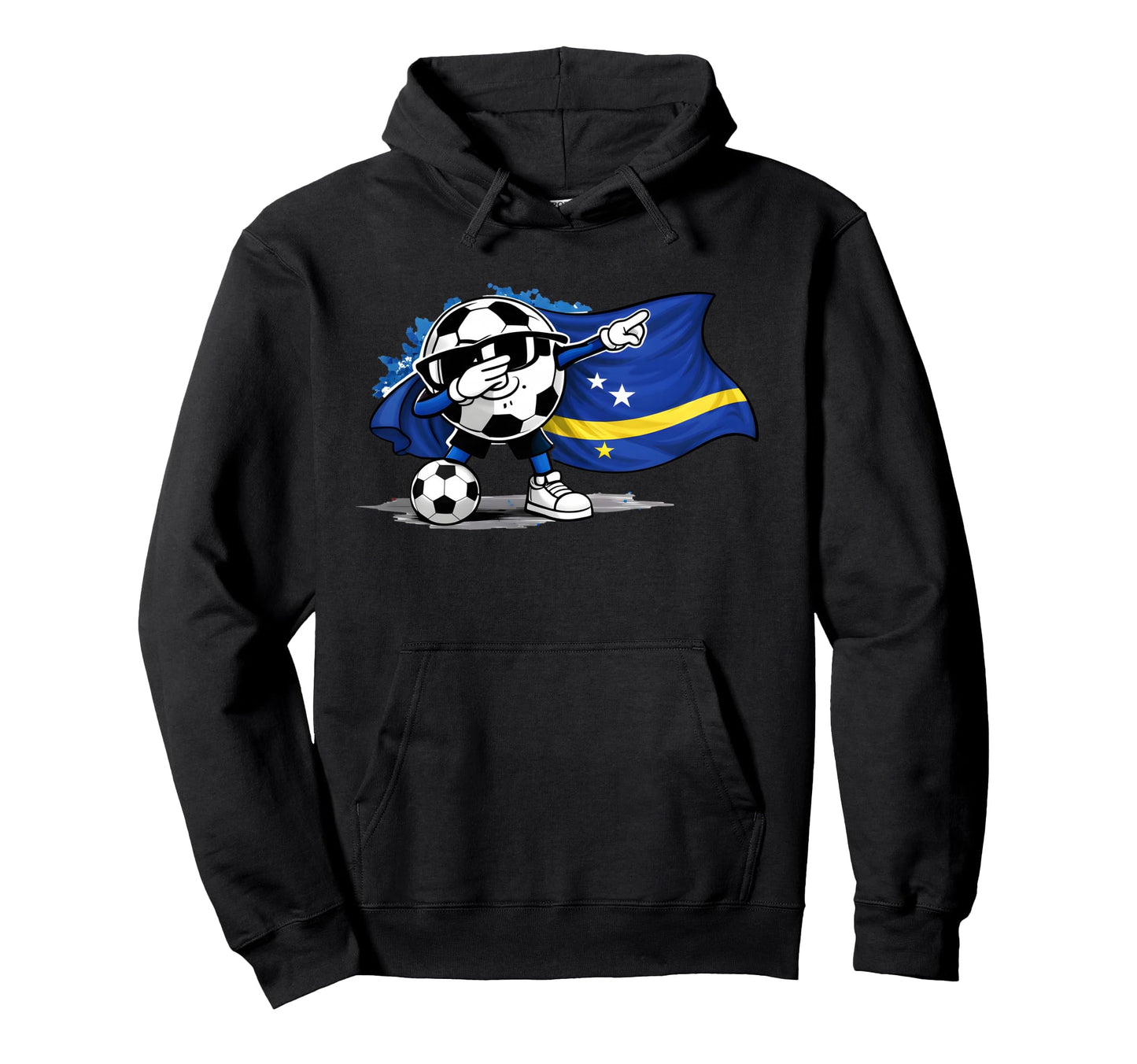 Curacao Flag Dabbing Ball Soccer Island Hoodie - Custom Art Print Unisex - T-Shirt, Sweatshirt, Hoodie