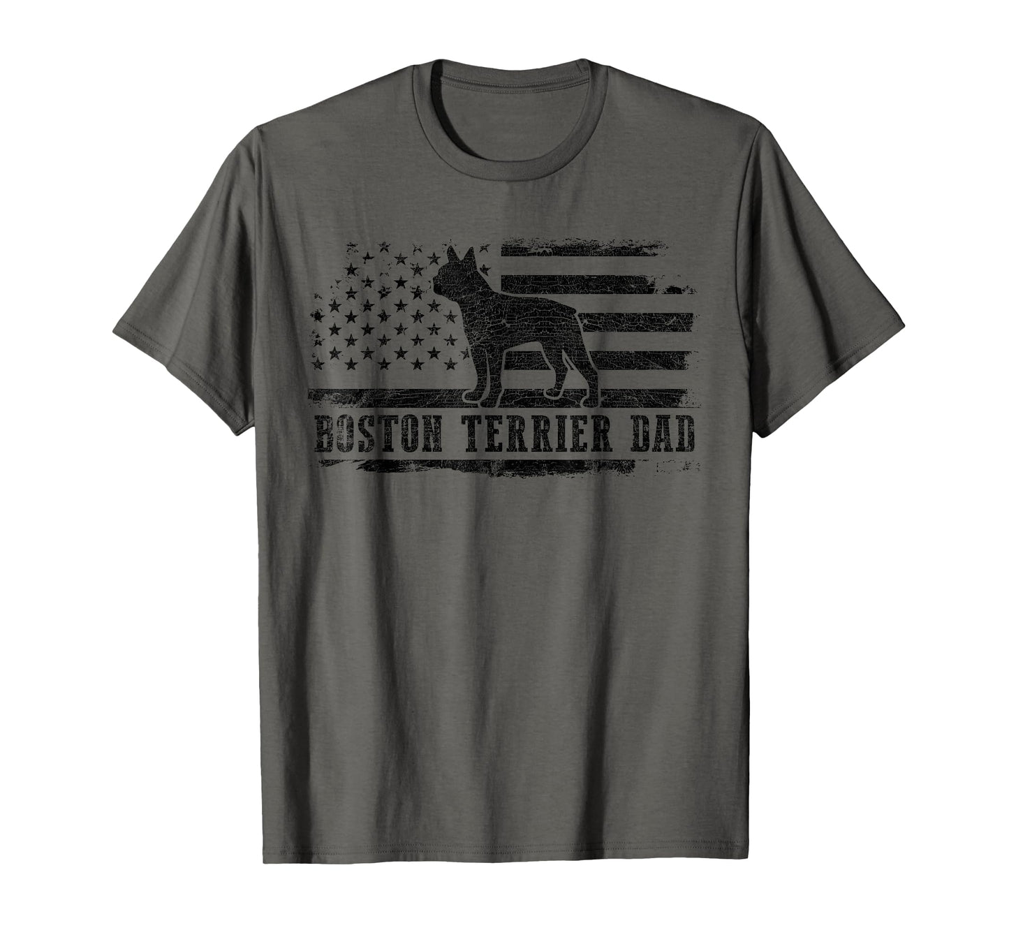 Boston Terrier Dad Distressed American T-Shirt - Minimalist Print Unisex - T-Shirt, Sweatshirt, Hoodie