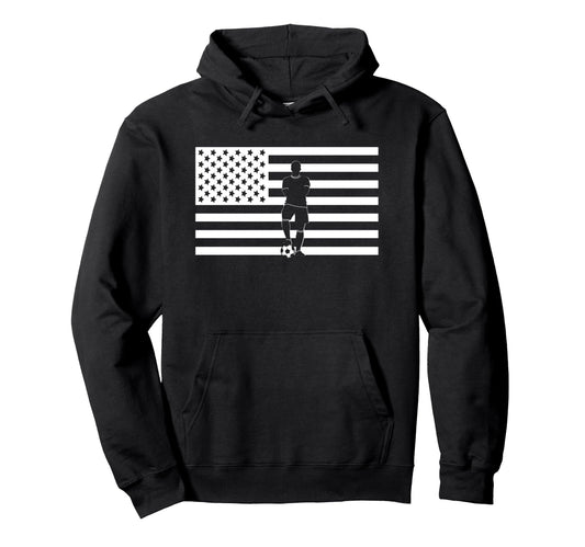 American Flag Soccer Soccer Hoodie - Fun Novelty Design Unisex - T-Shirt, Sweatshirt, Hoodie